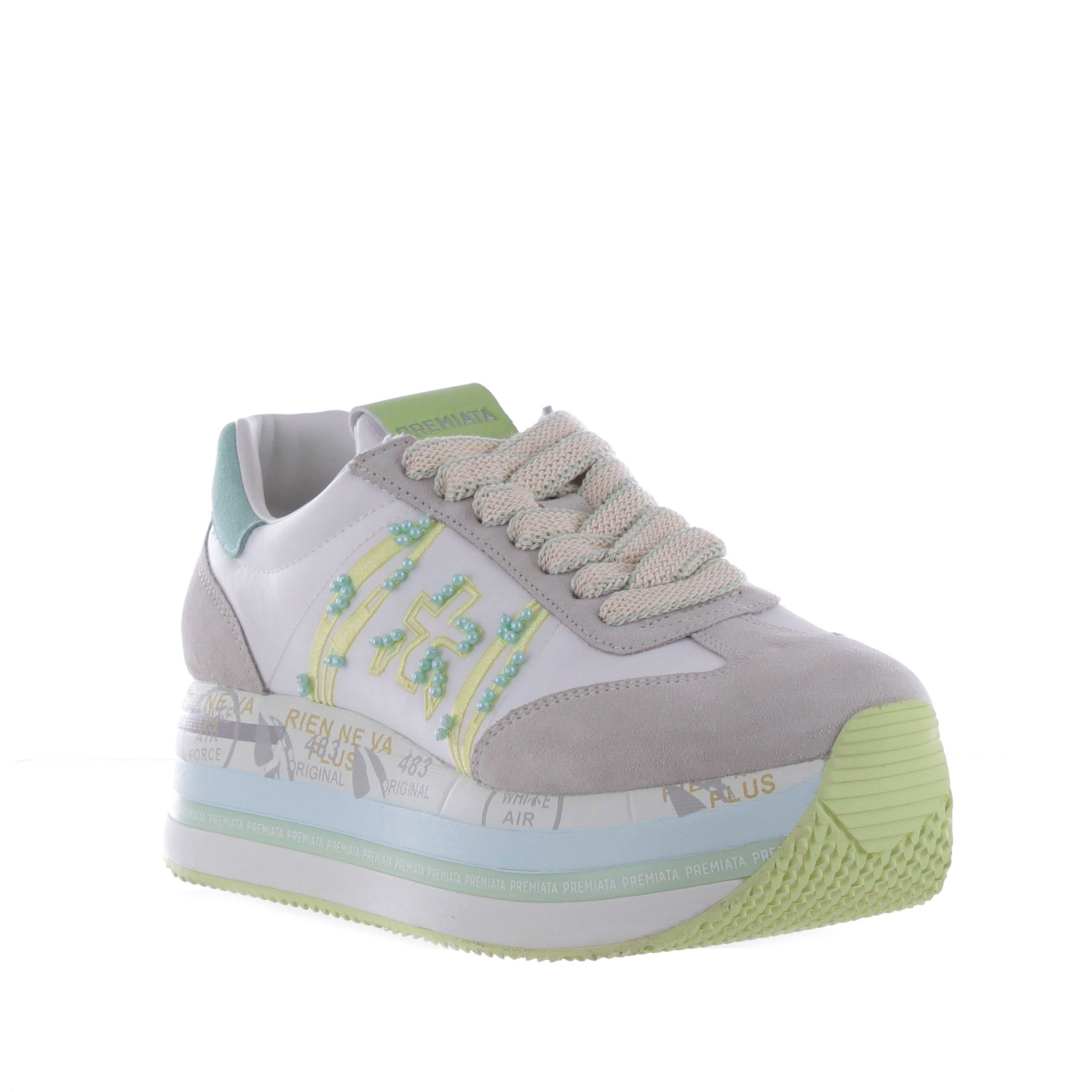 Premiata sneaker in camoscio e nylon da donna