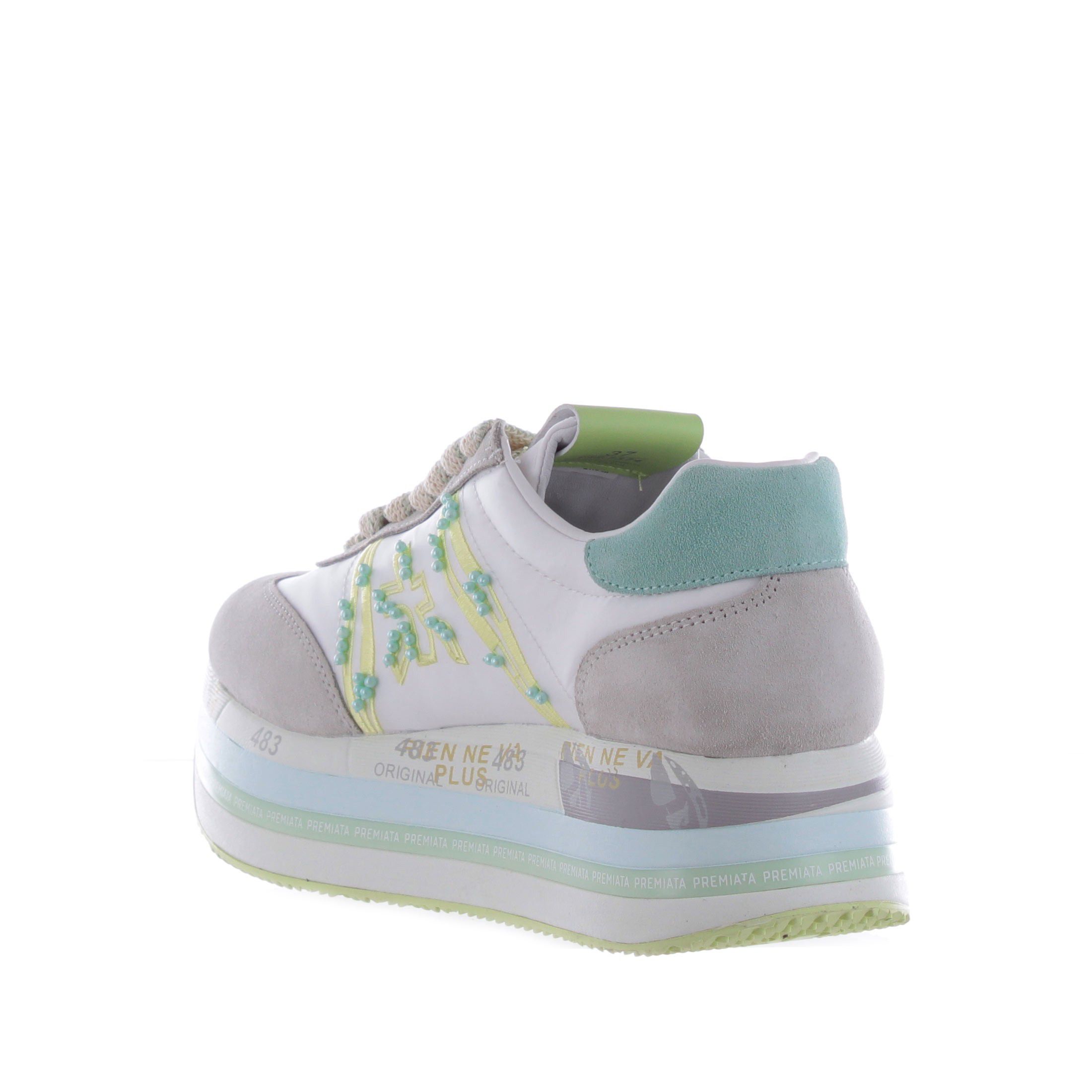 Premiata sneaker in camoscio e nylon da donna