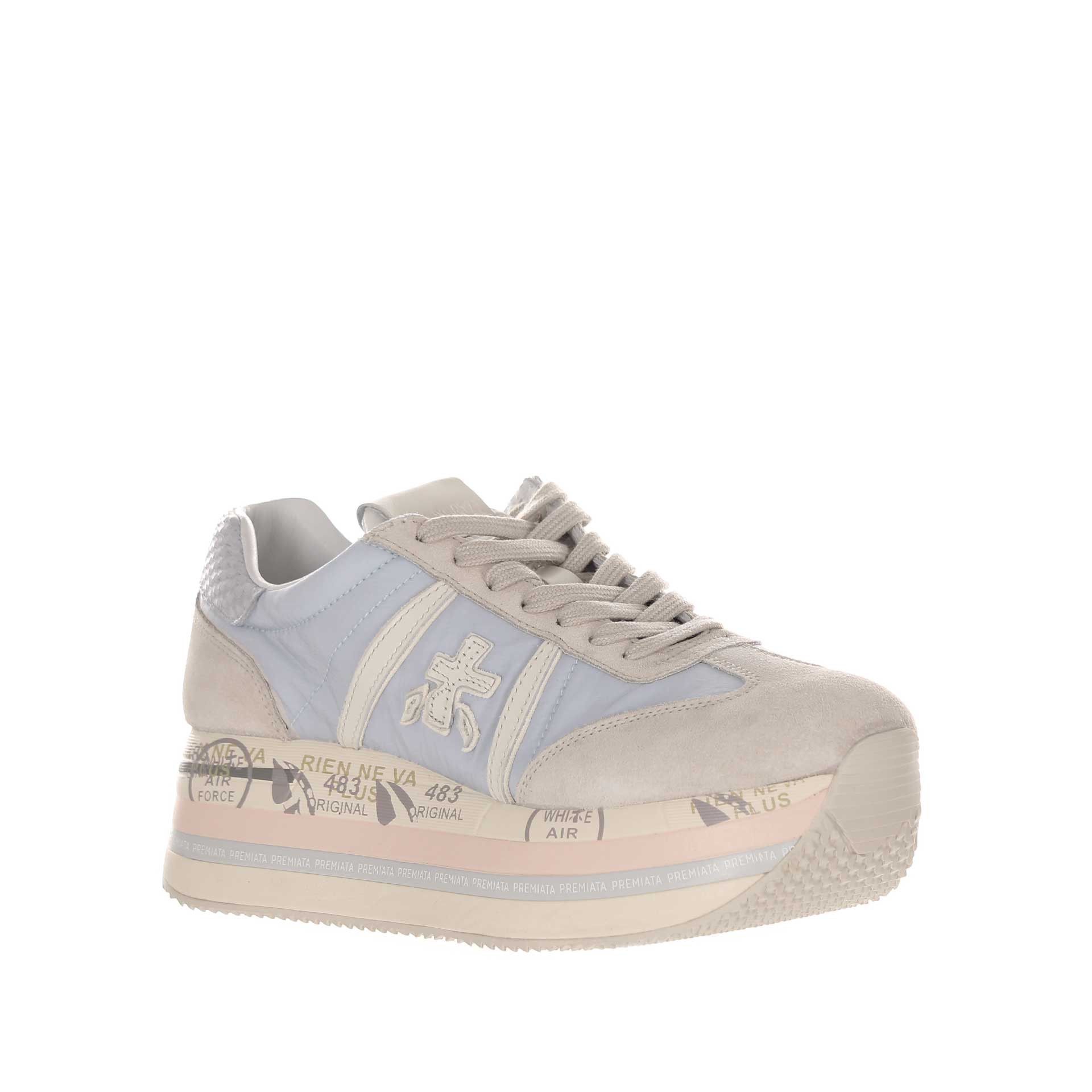 Premiata sneaker in camoscio e nylon da donna