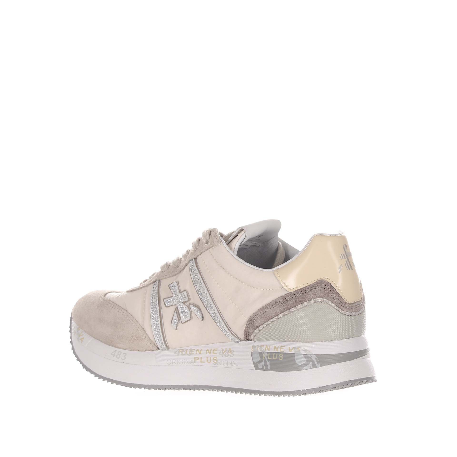Premiata sneaker in camoscio e nylon con strass da donna