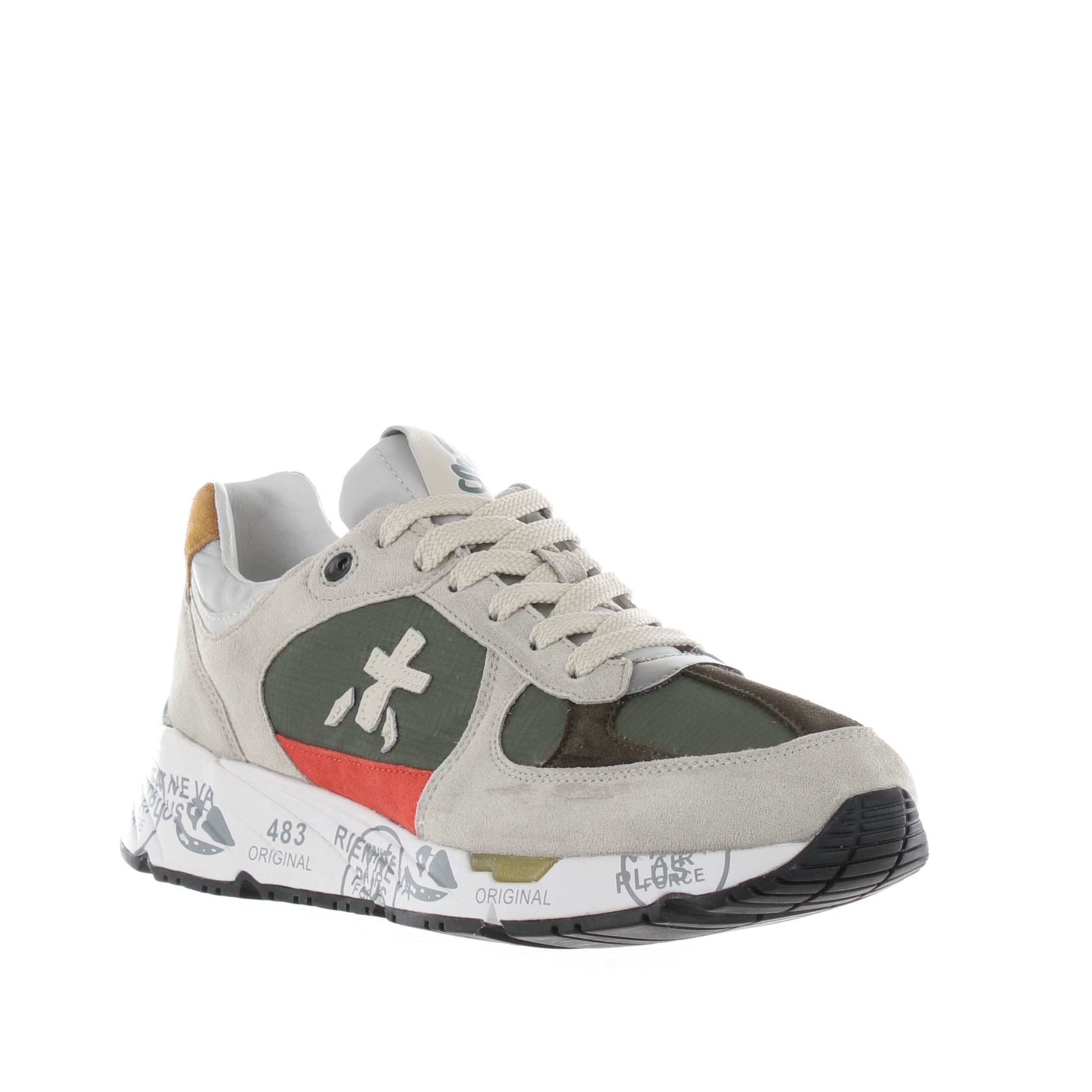 Premiata sneaker in camoscio e nylon da uomo