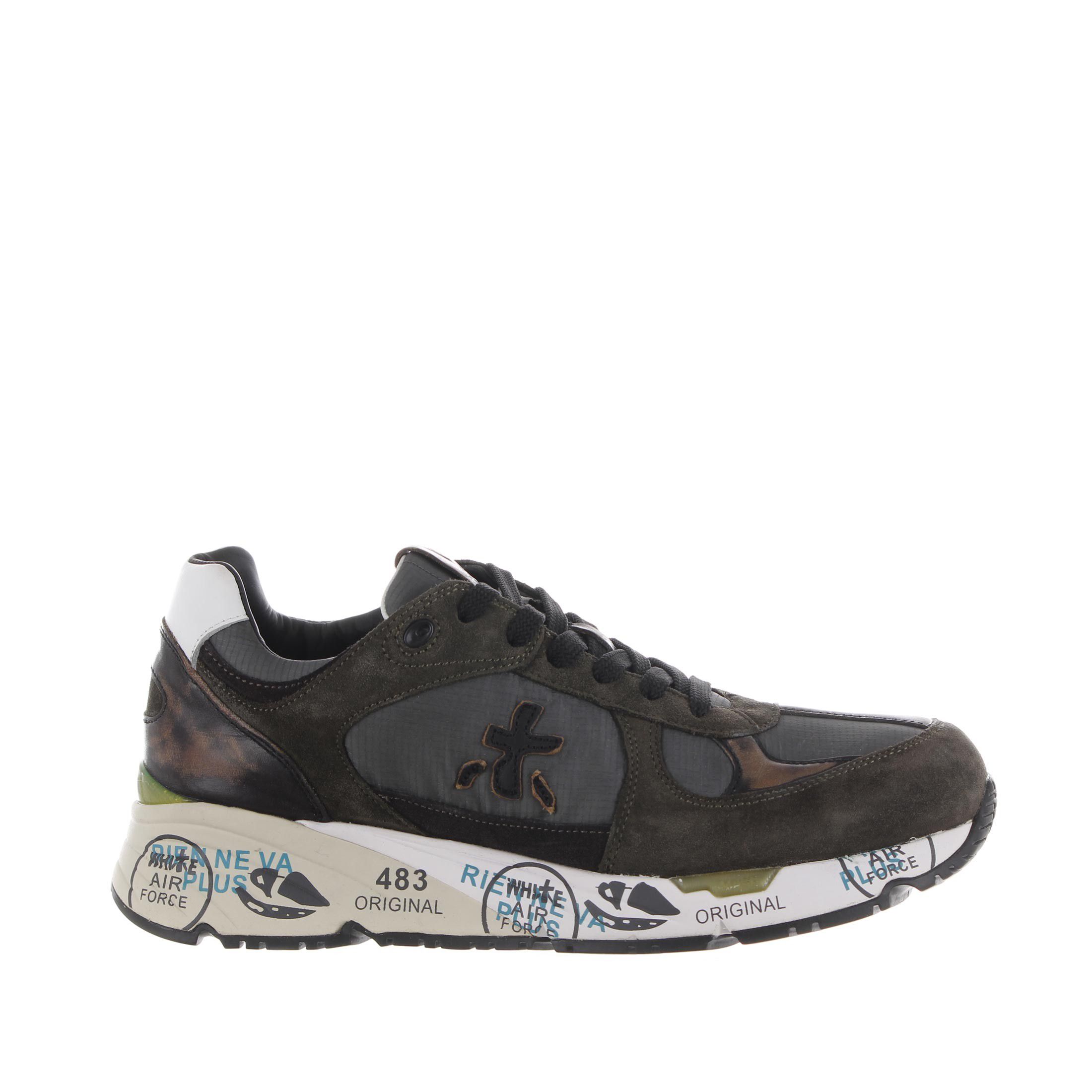 Premiata sneaker in camoscio e nylon da uomo