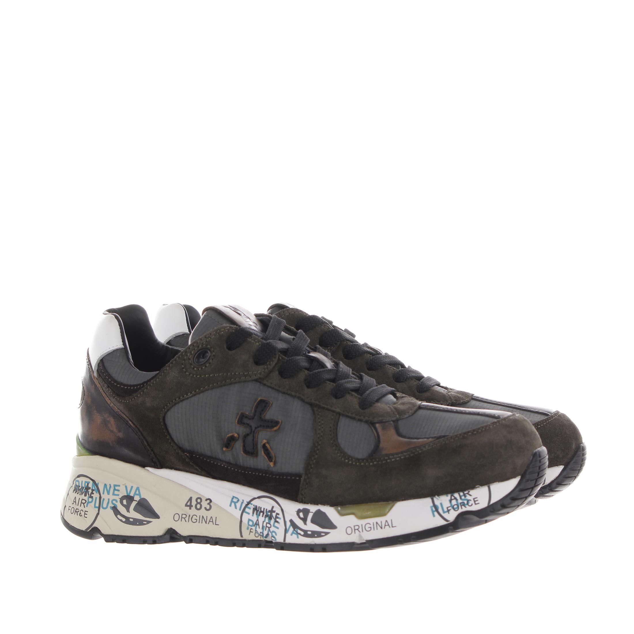 Premiata sneaker in camoscio e nylon da uomo