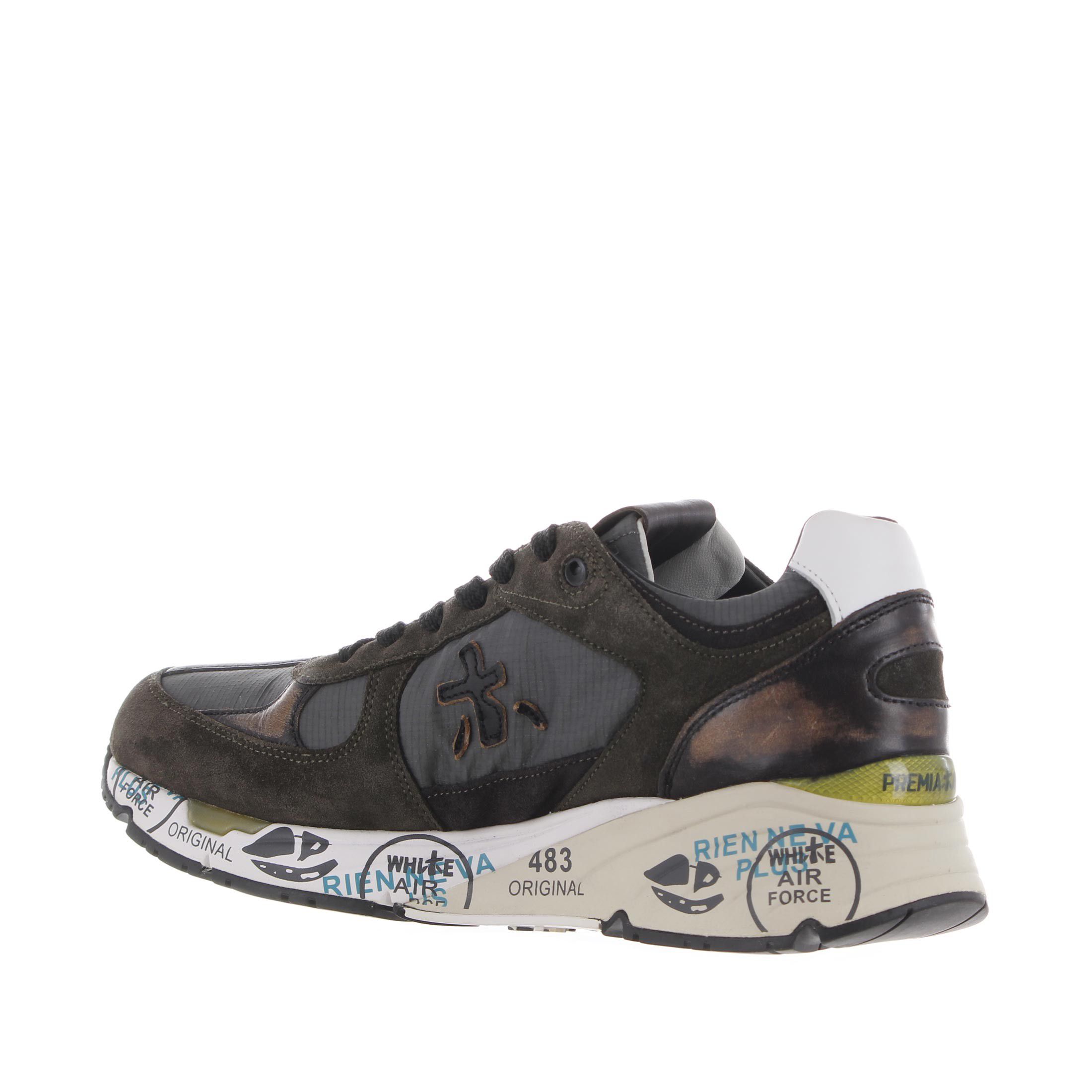 Premiata sneaker in camoscio e nylon da uomo