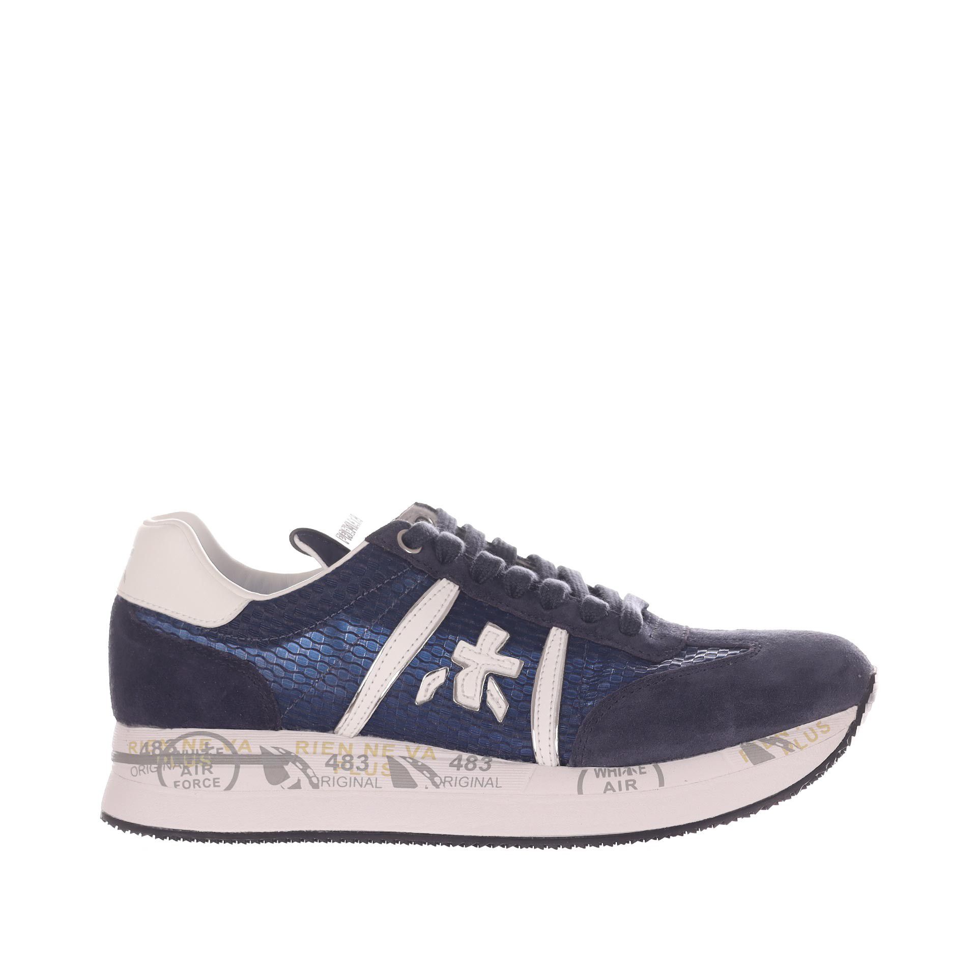 Premiata sneaker in camoscio e tessuto da donna