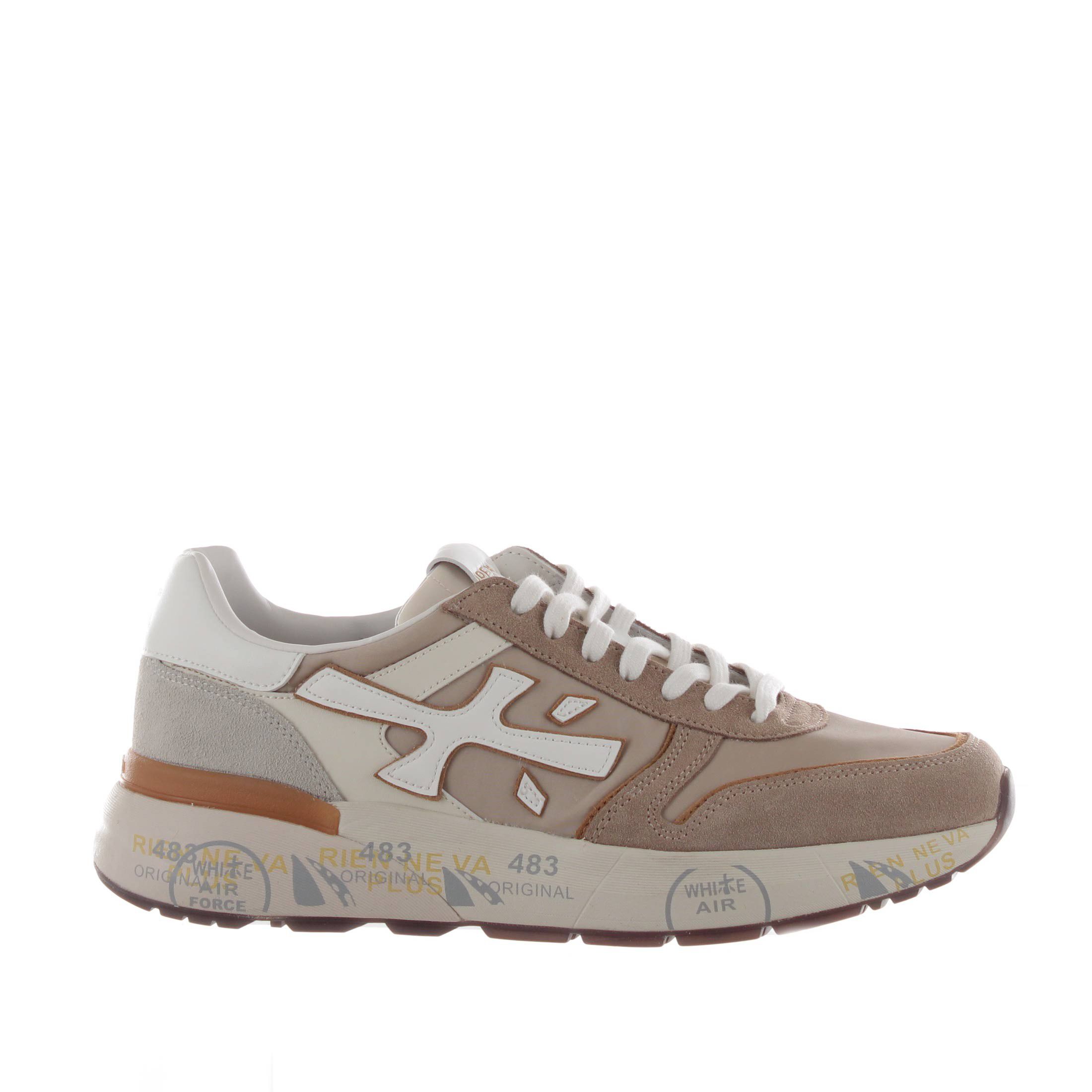 Premiata sneaker in camoscio e tessuto tecnico da uomo