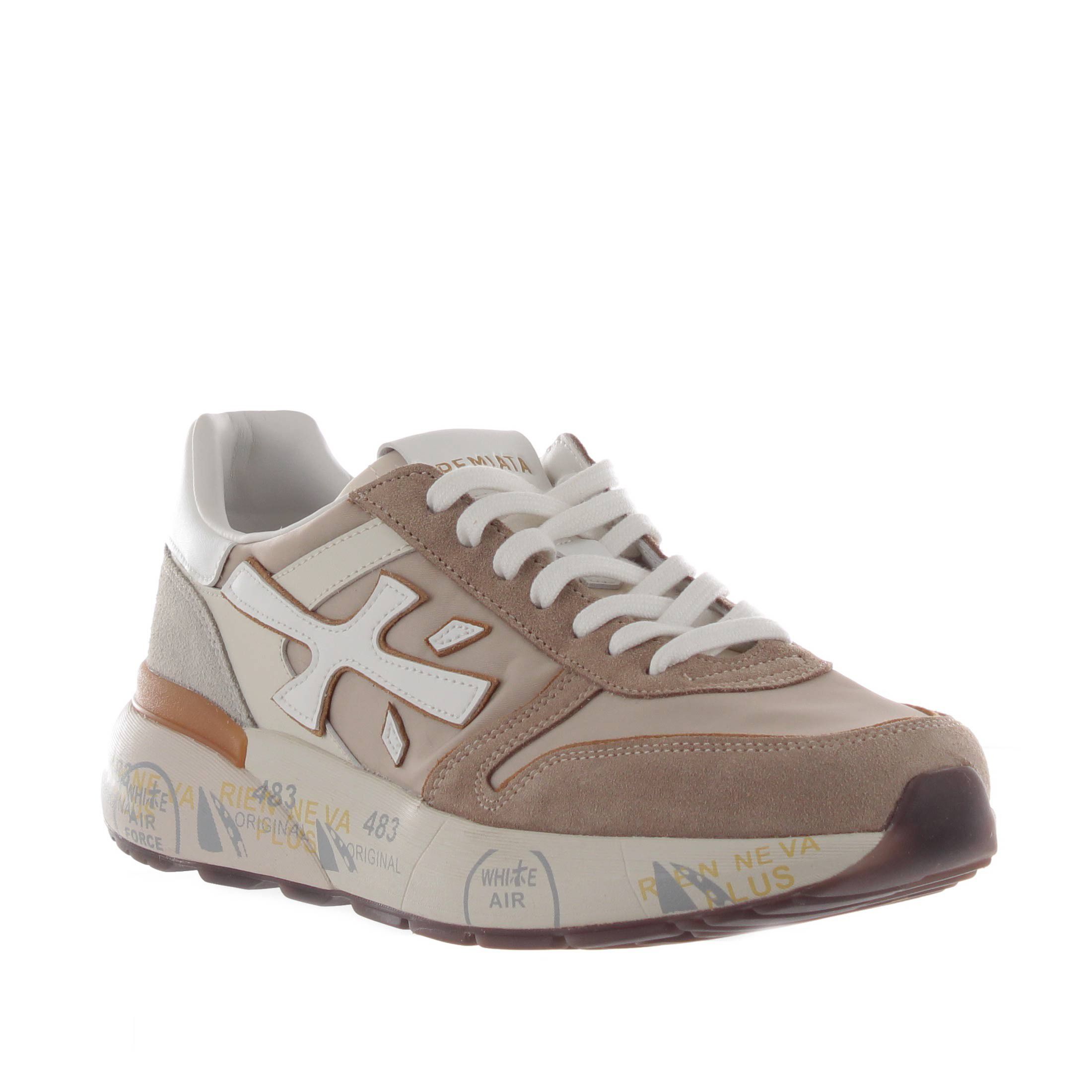Premiata sneaker in camoscio e tessuto tecnico da uomo