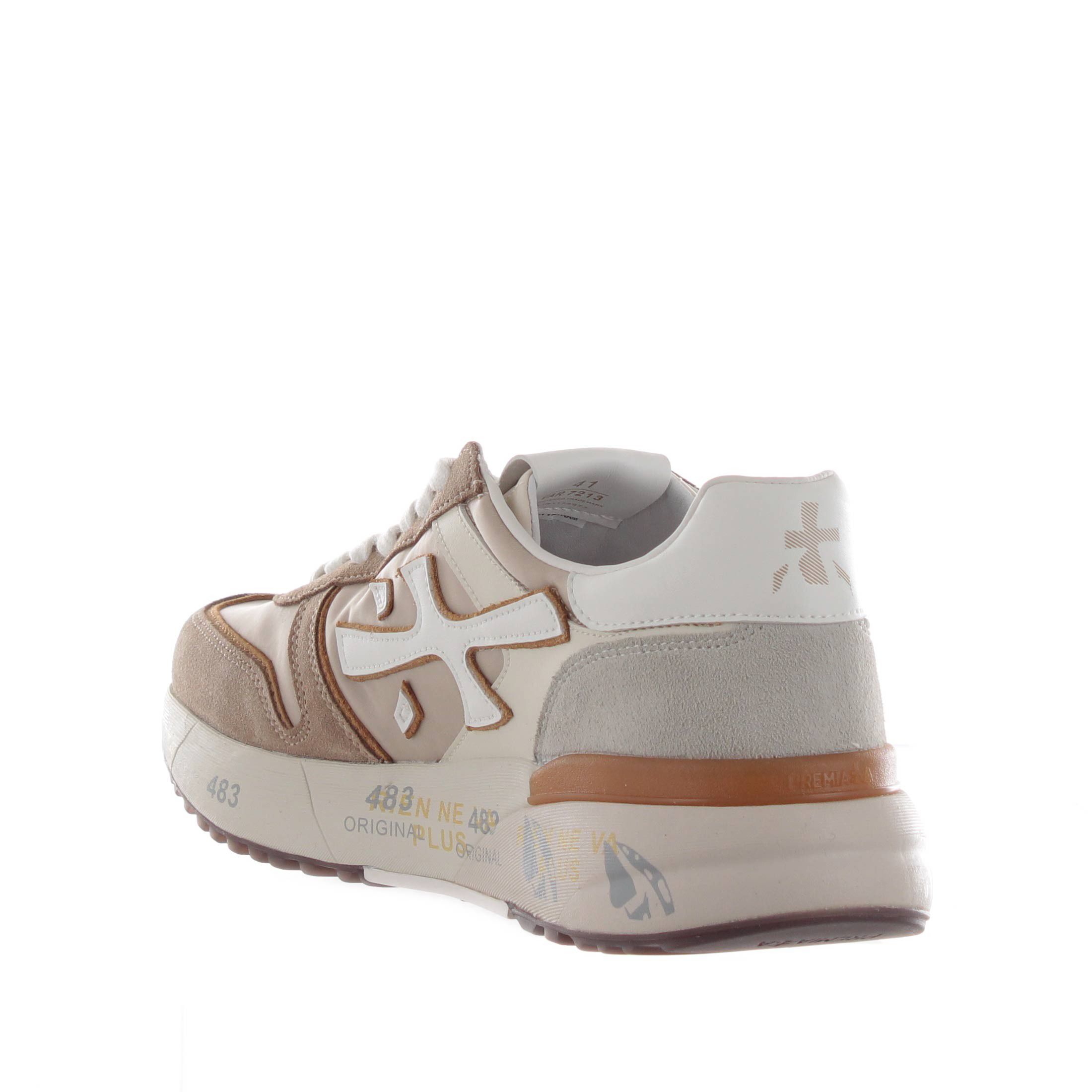 Premiata sneaker in camoscio e tessuto tecnico da uomo