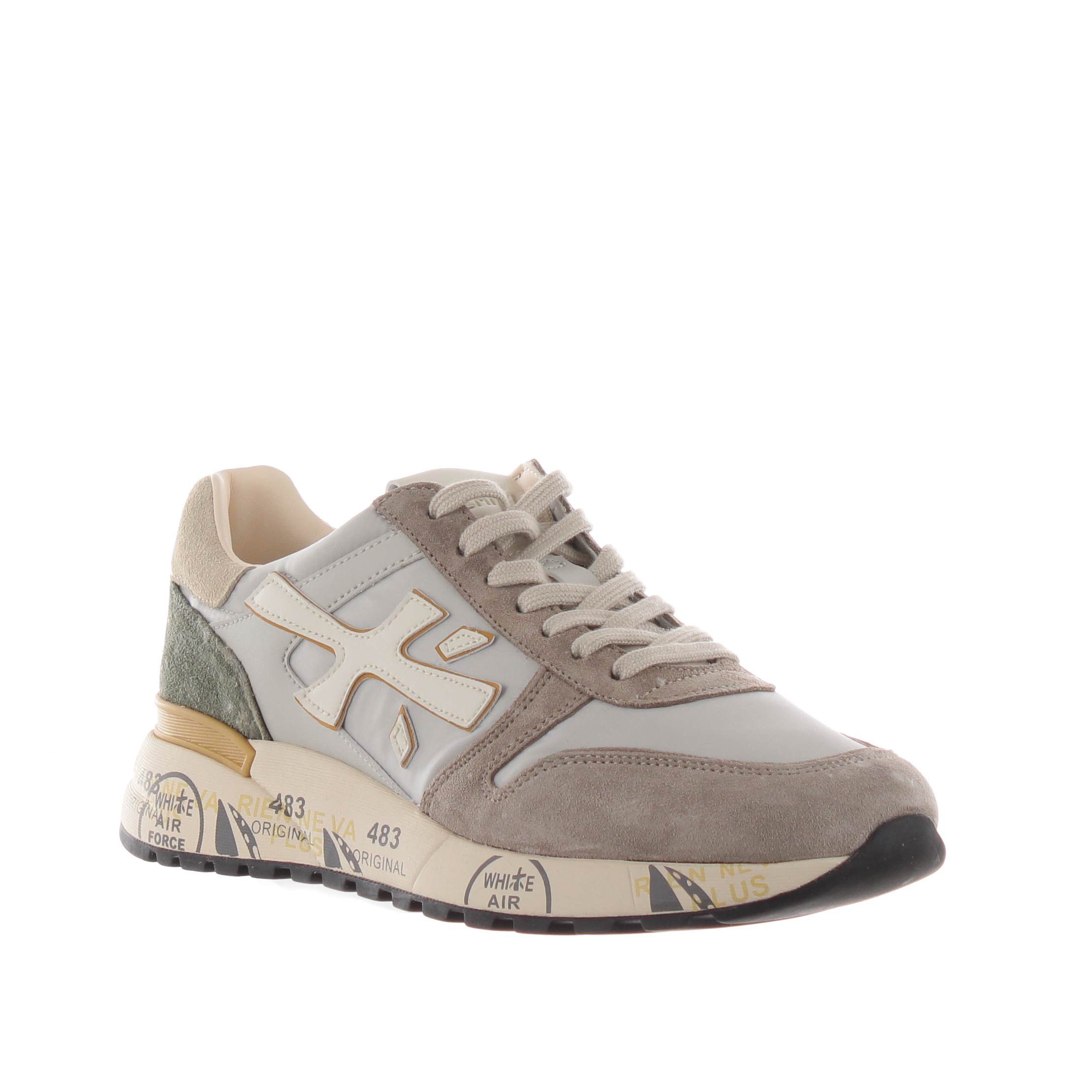 Premiata sneaker in camoscio e tessuto tecnico da uomo