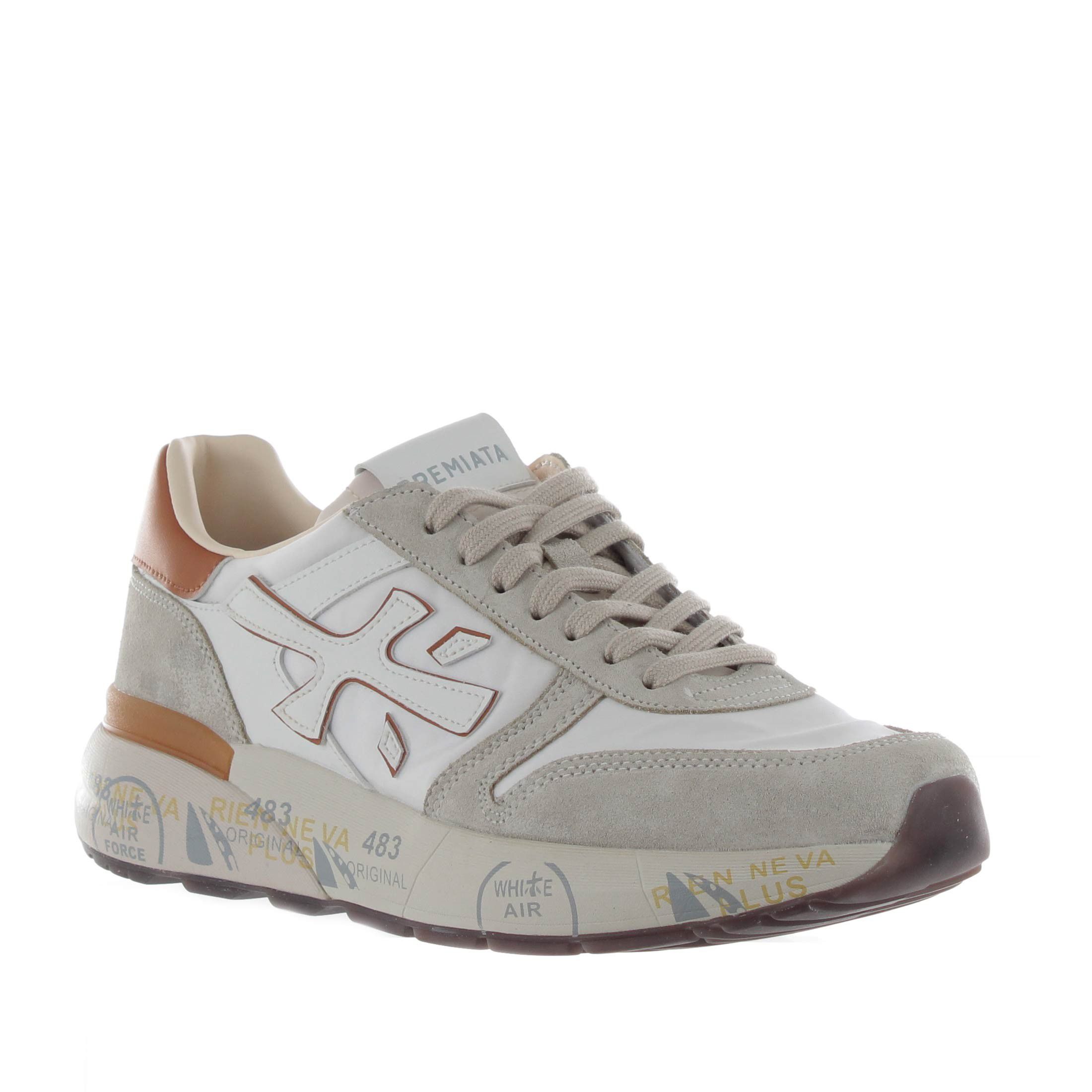 Premiata sneaker in camoscio e tessuto tecnico da uomo