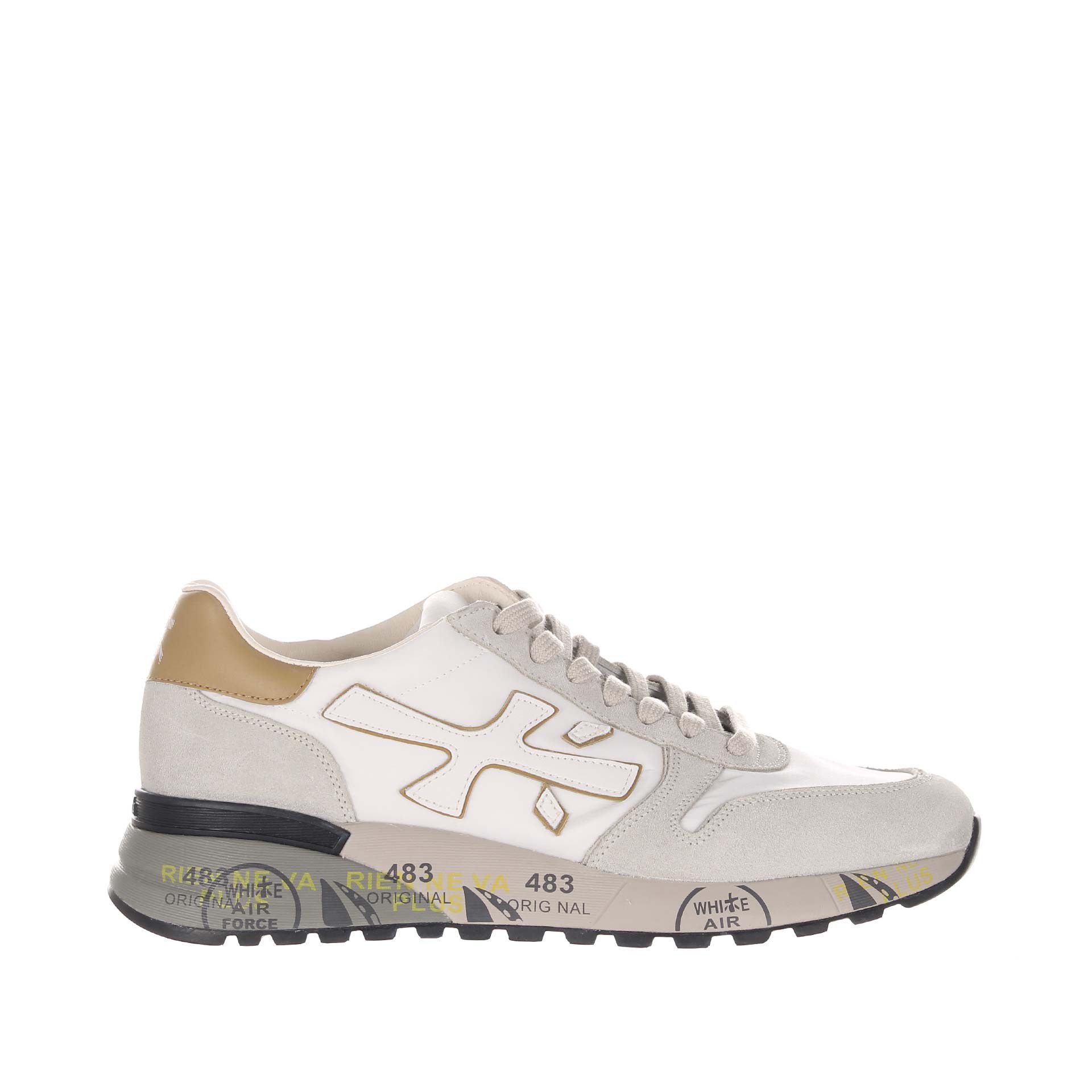 Premiata sneaker in camoscio e tessuto tecnico da uomo