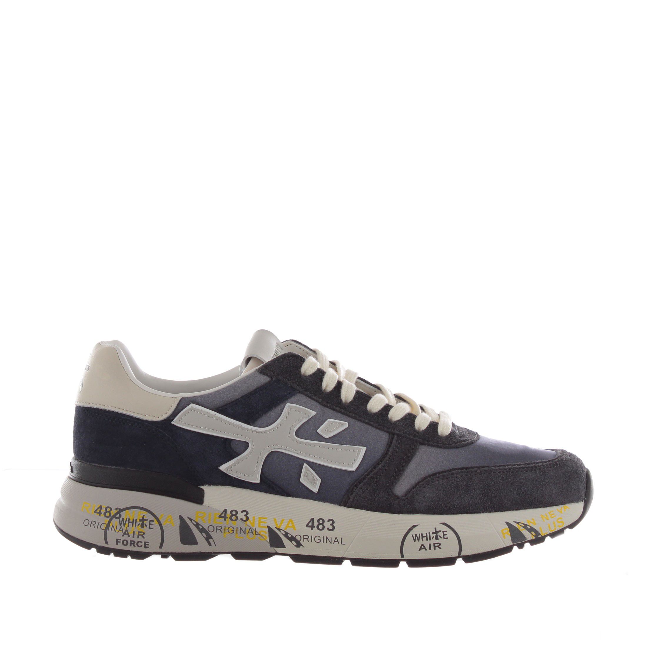 Premiata sneaker in camoscio e tessuto tecnico da uomo
