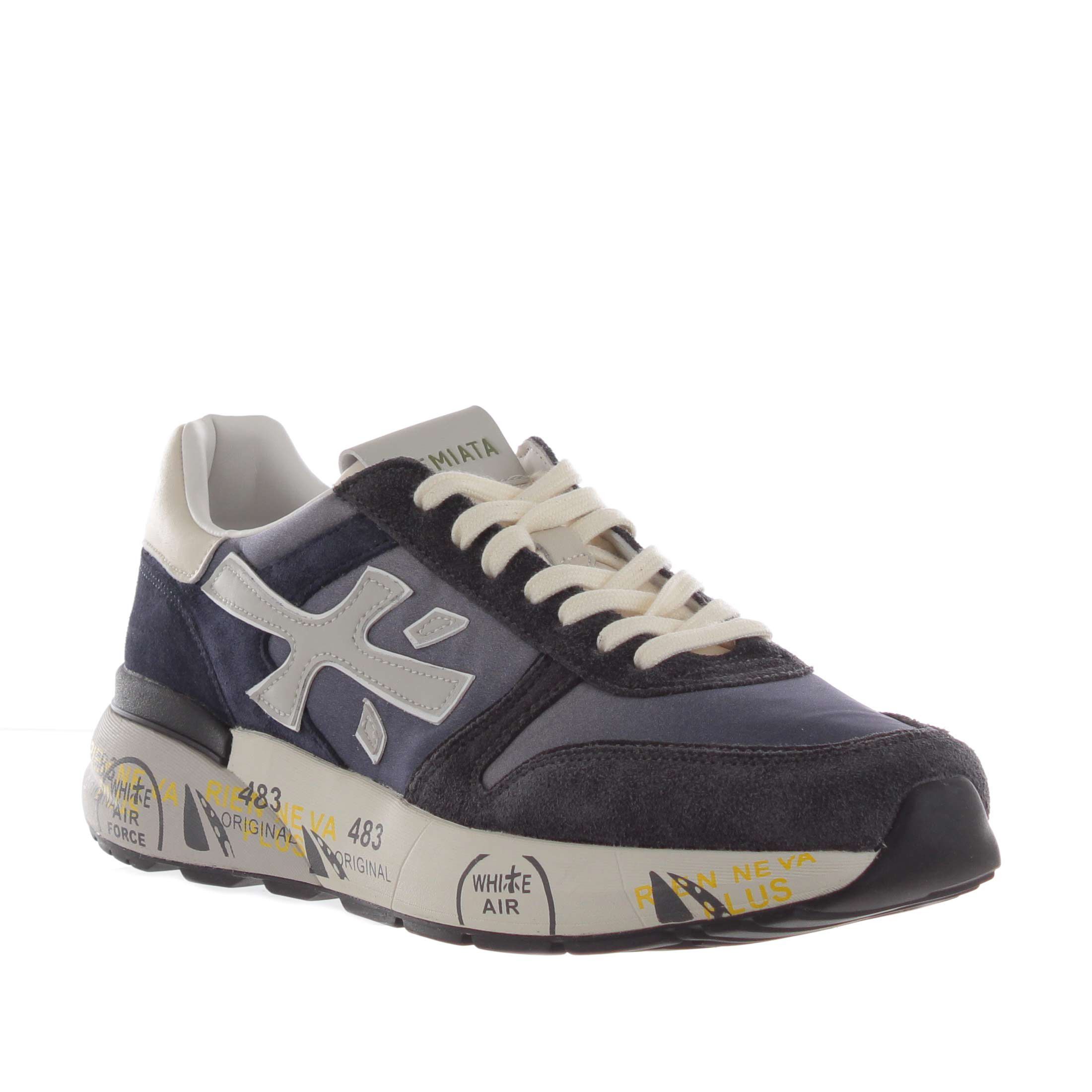 Premiata sneaker in camoscio e tessuto tecnico da uomo