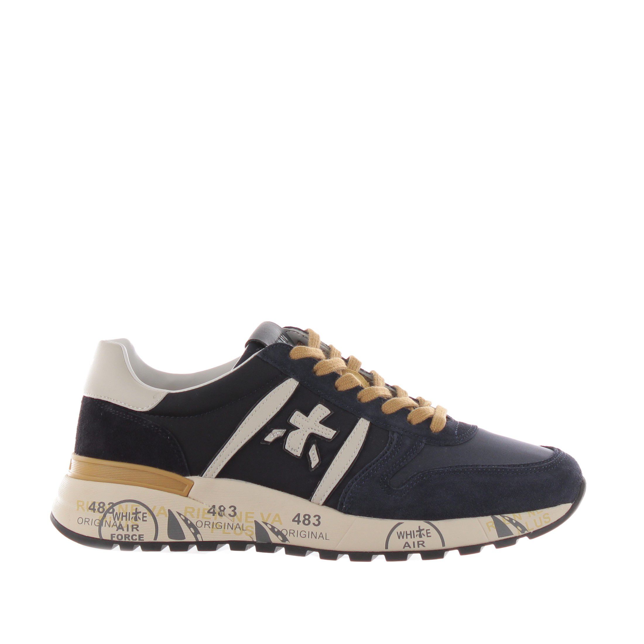 Premiata sneaker in camoscio e tessuto tecnico da uomo