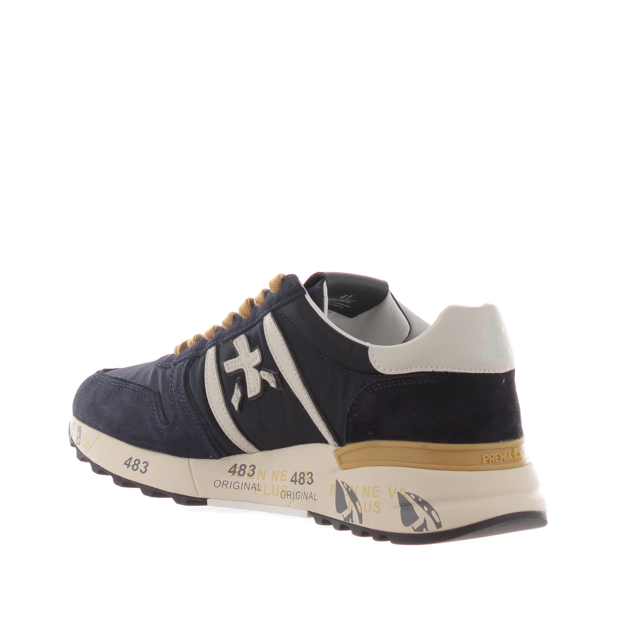 Premiata sneaker in camoscio e tessuto tecnico da uomo