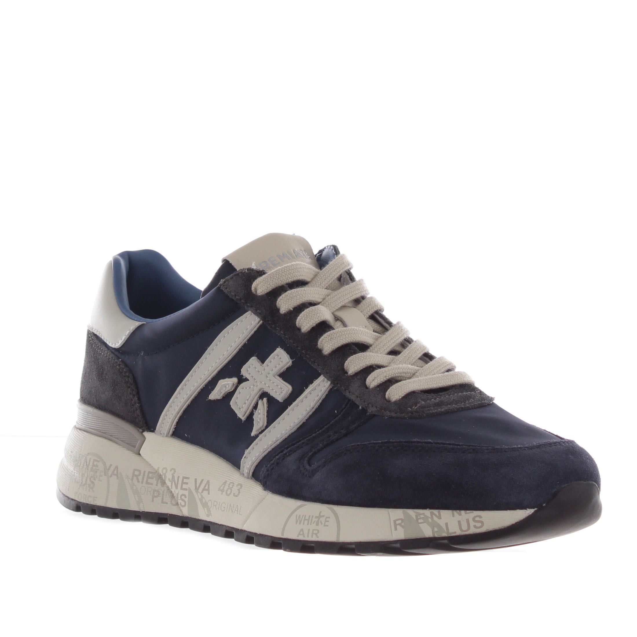 Premiata sneaker in camoscio e tessuto tecnico da uomo