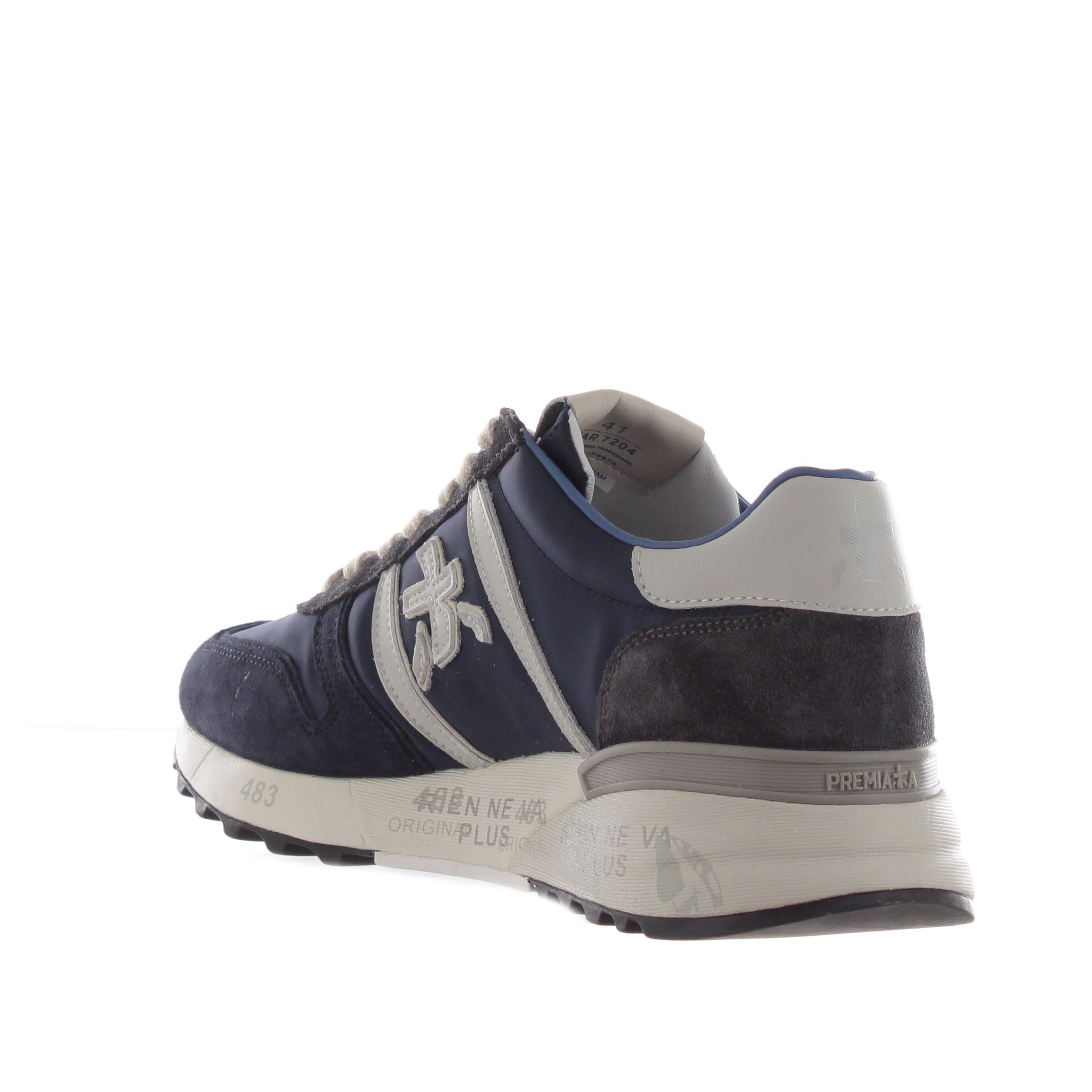 Premiata sneaker in camoscio e tessuto tecnico da uomo