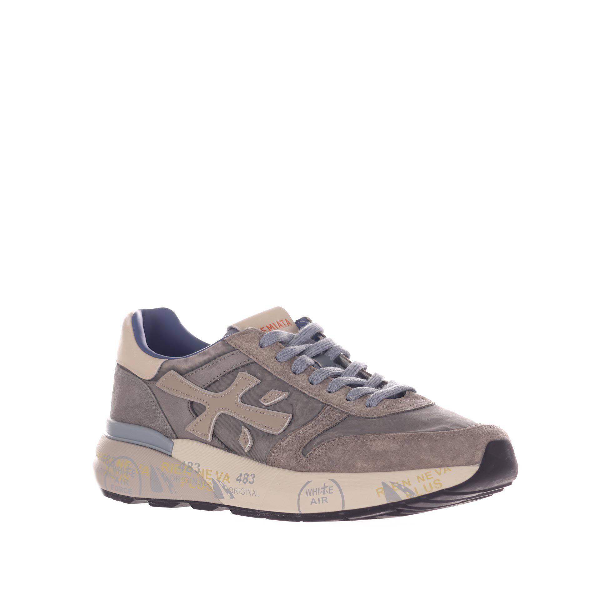 Premiata sneaker in camoscio e tessuto tecnico da uomo
