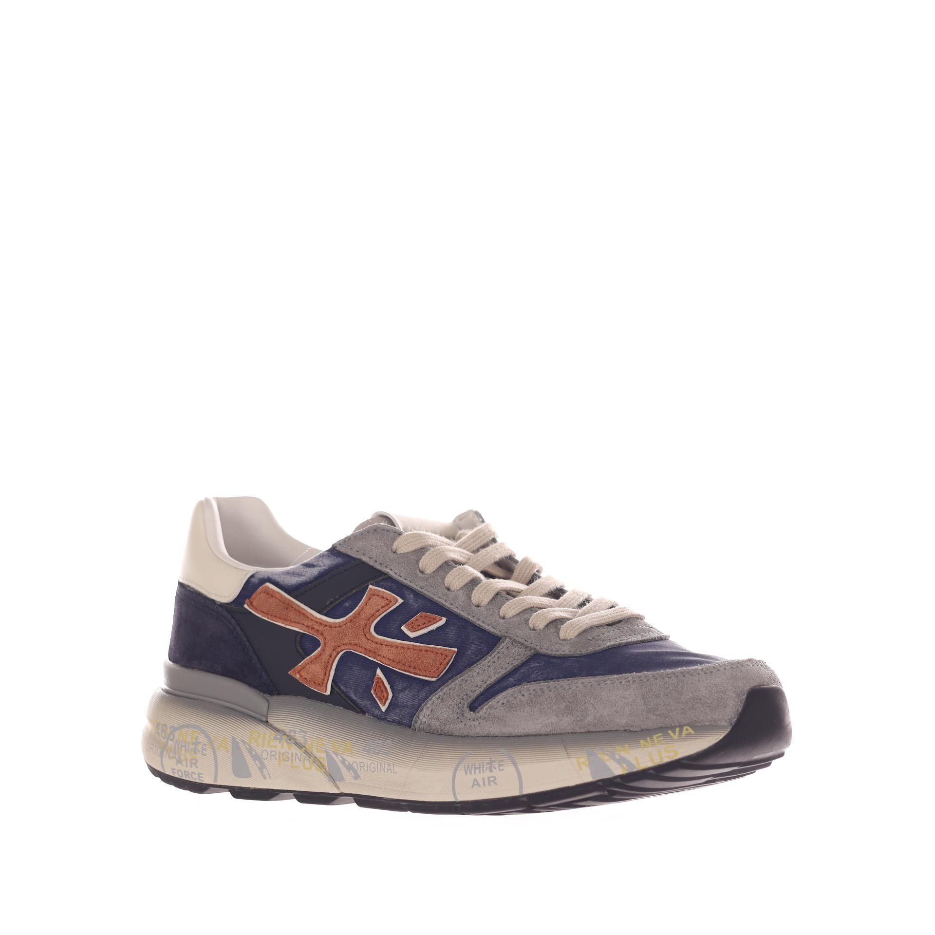 Premiata sneaker in camoscio e tessuto tecnico da uomo