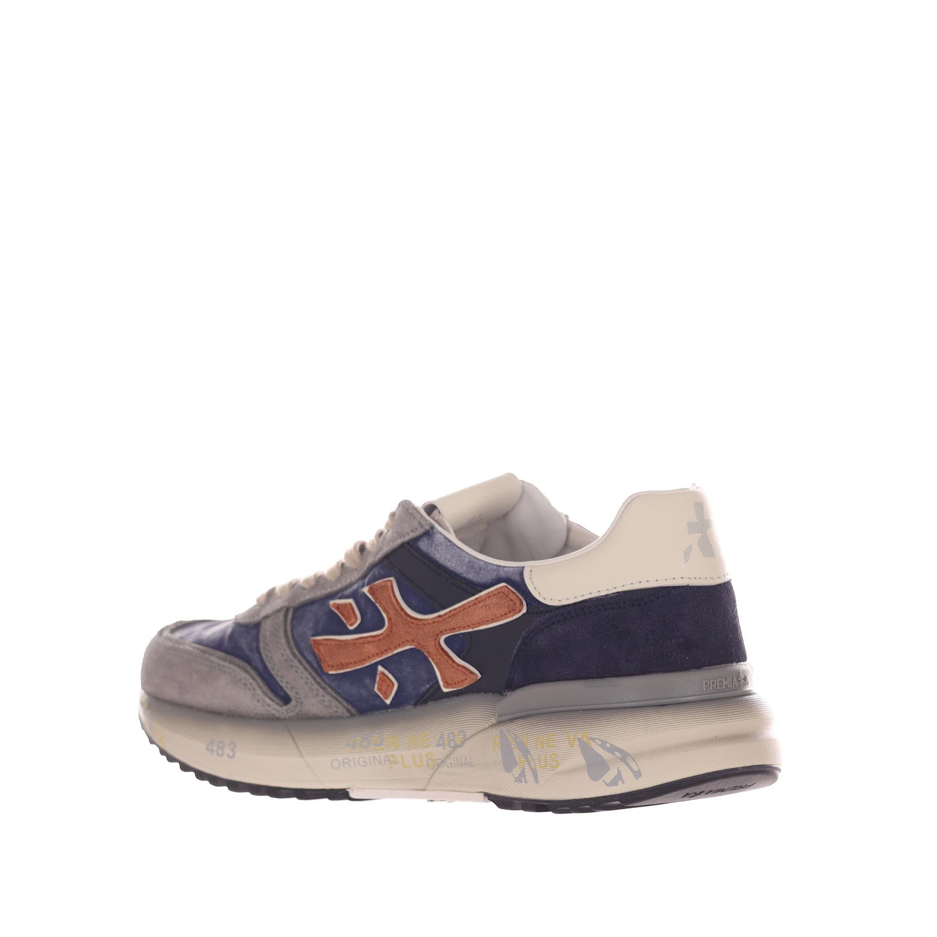Premiata sneaker in camoscio e tessuto tecnico da uomo