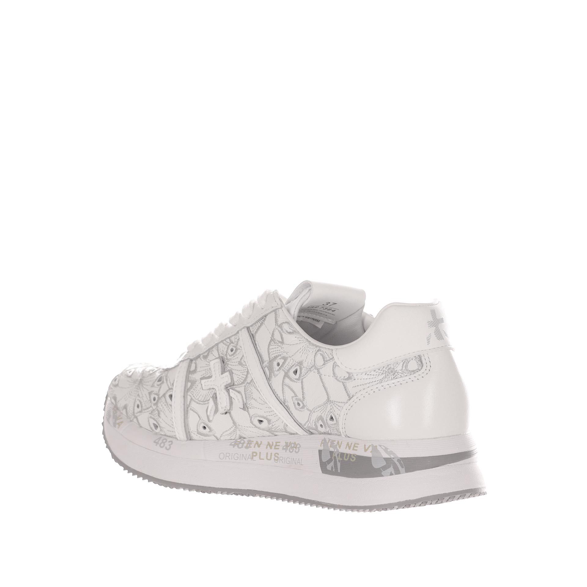 Premiata sneaker in pelle con ricami da donna