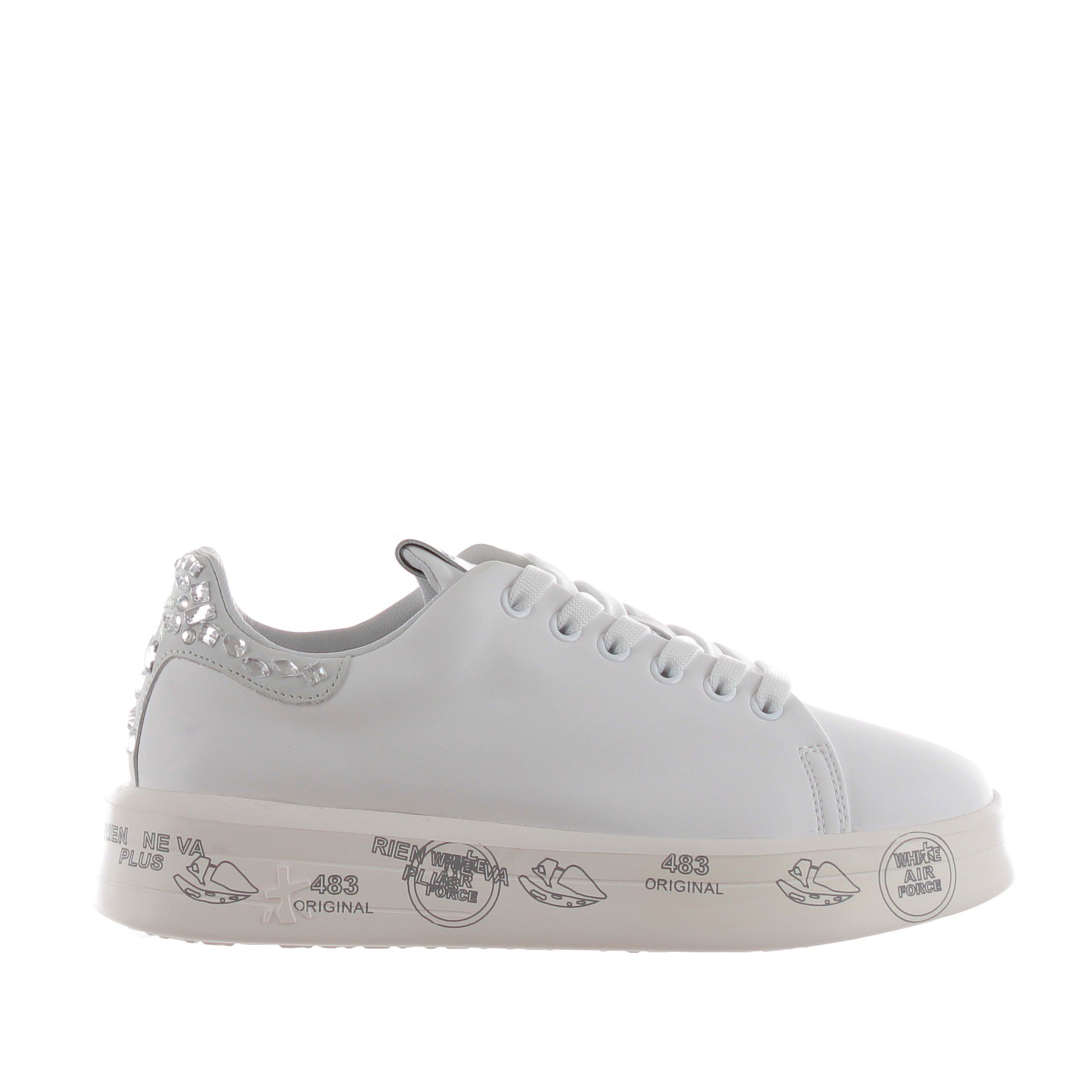 Premiata sneaker in pelle con strass da donna