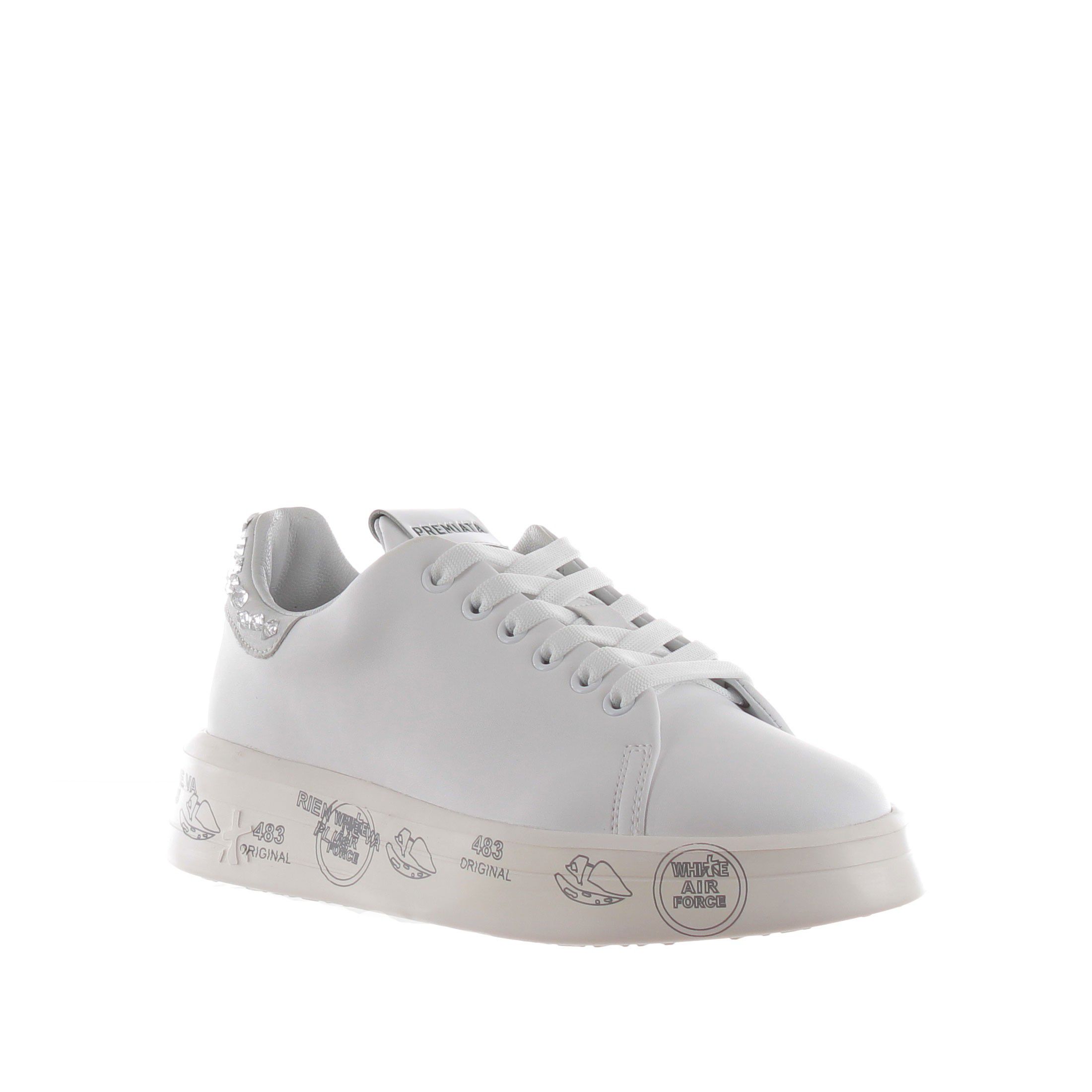 Premiata sneaker in pelle con strass da donna