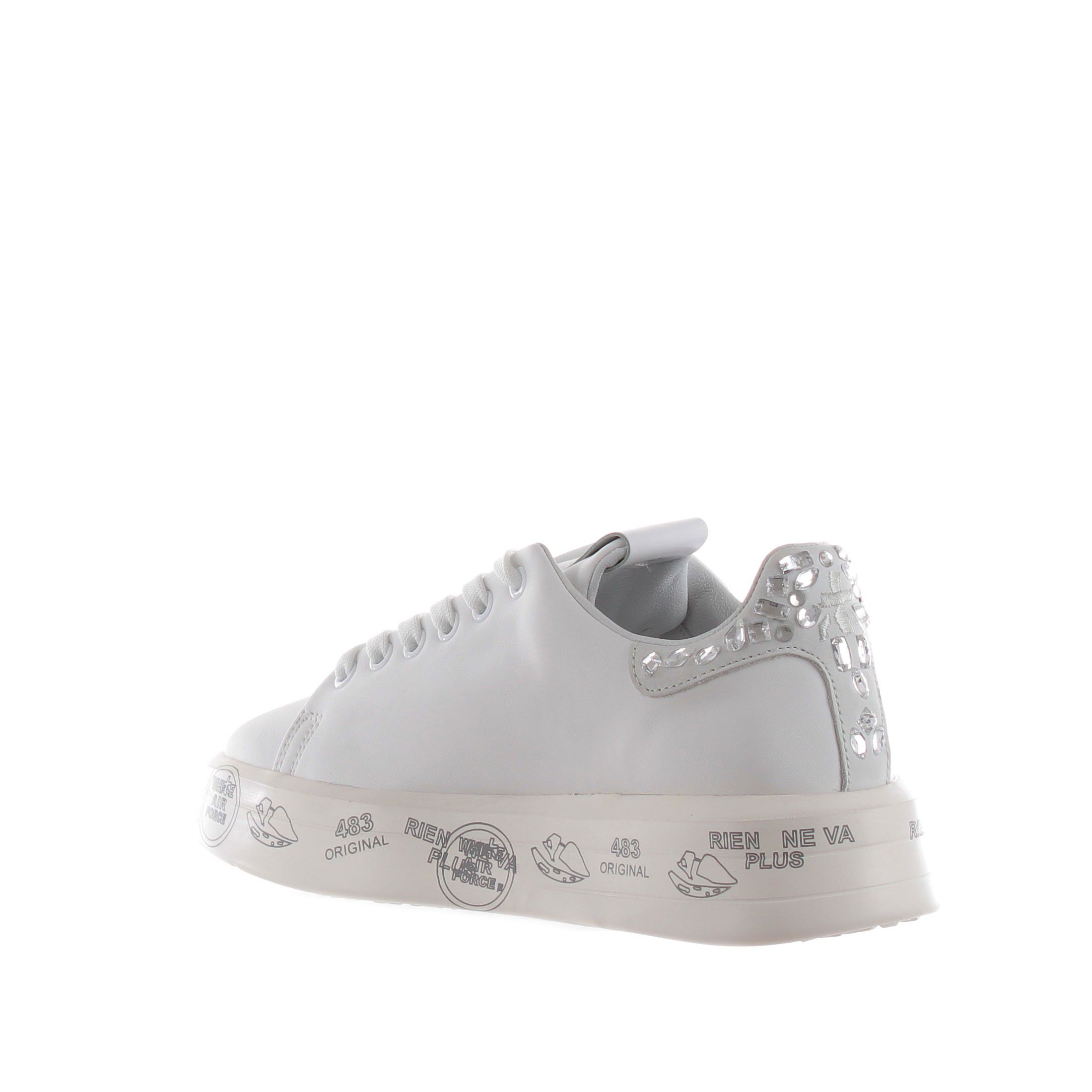 Premiata sneaker in pelle con strass da donna