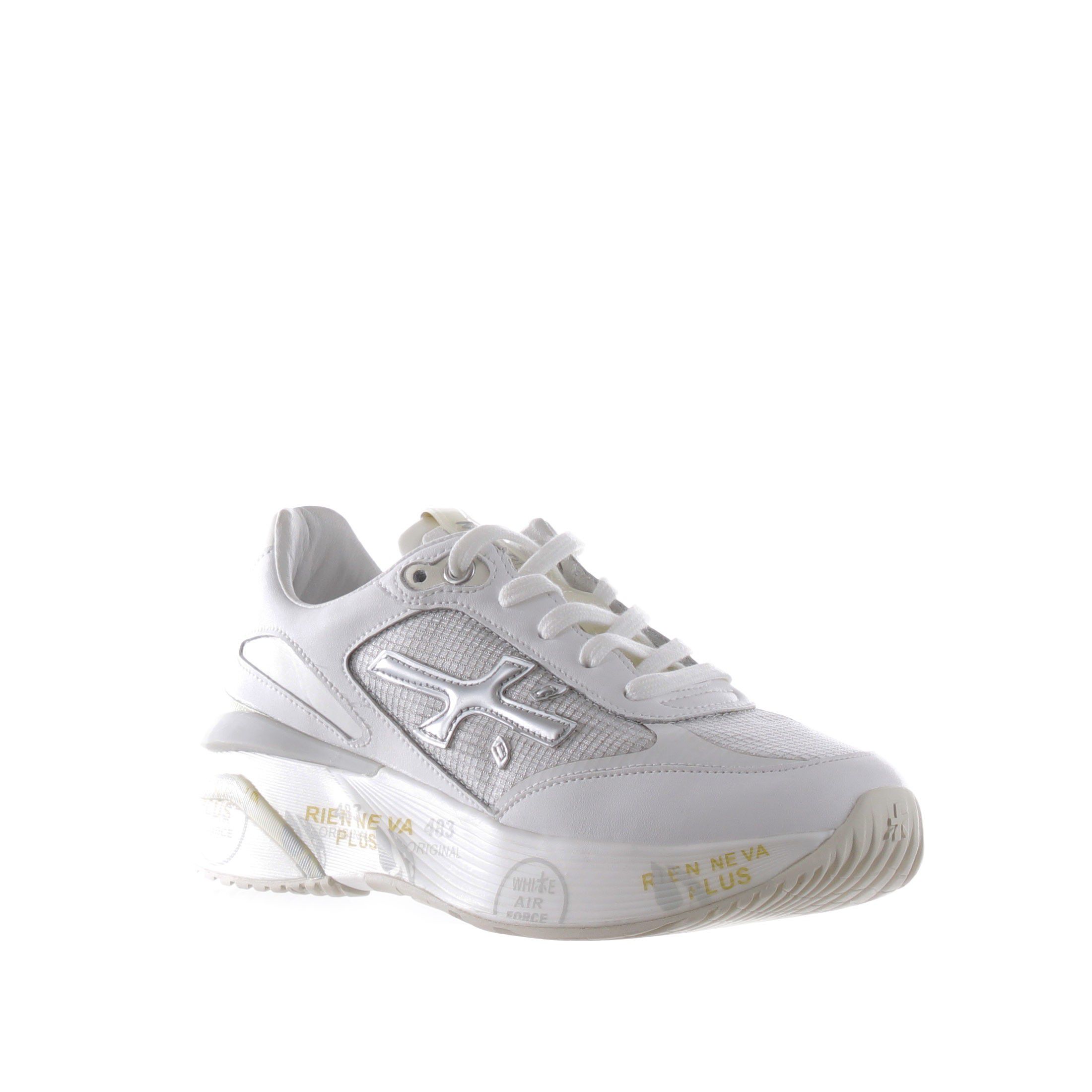 Premiata sneaker in pelle e nylon a rete da donna