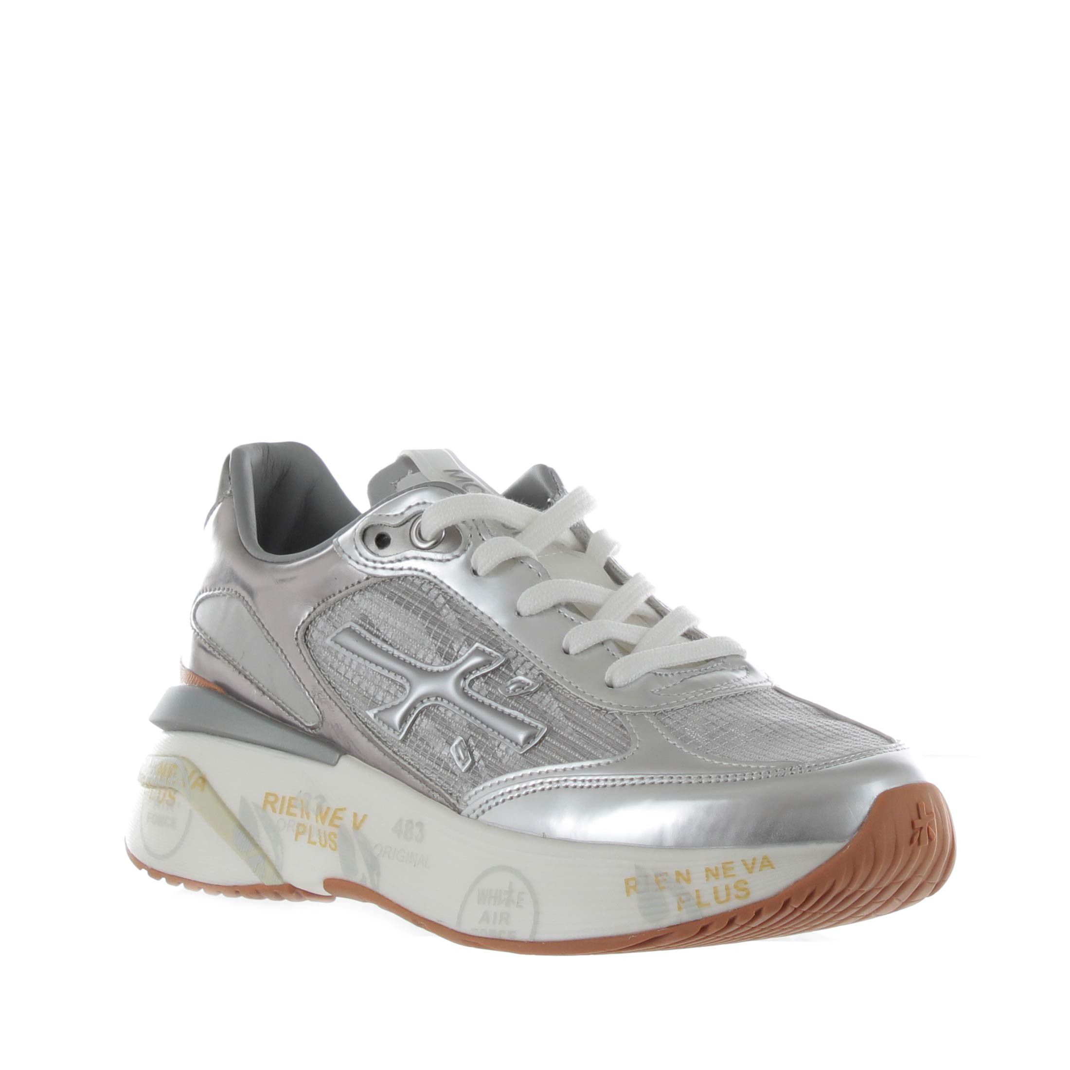 Premiata sneaker in pelle metal e nylon da donna