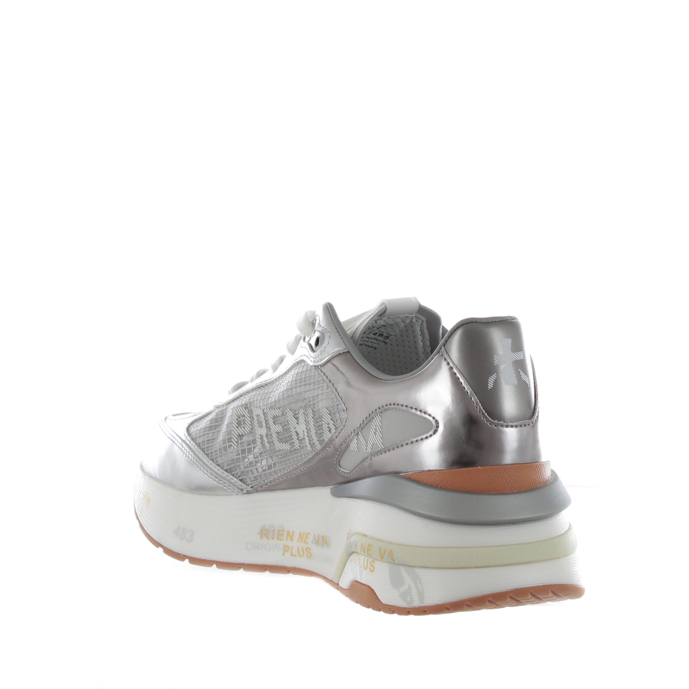 Premiata sneaker in pelle metal e nylon da donna