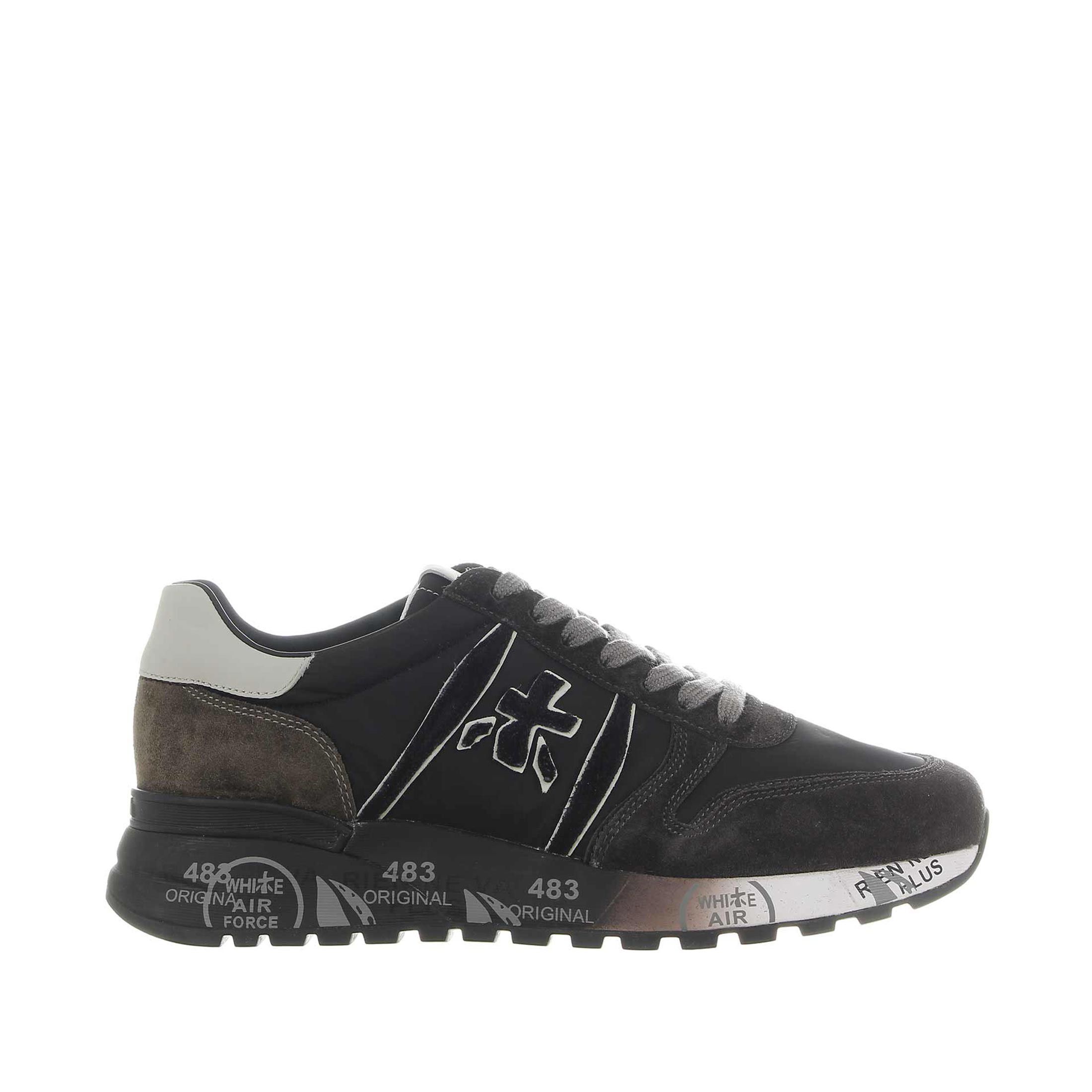 Premiata sneaker lander in camoscio e nylon délavé da uomo