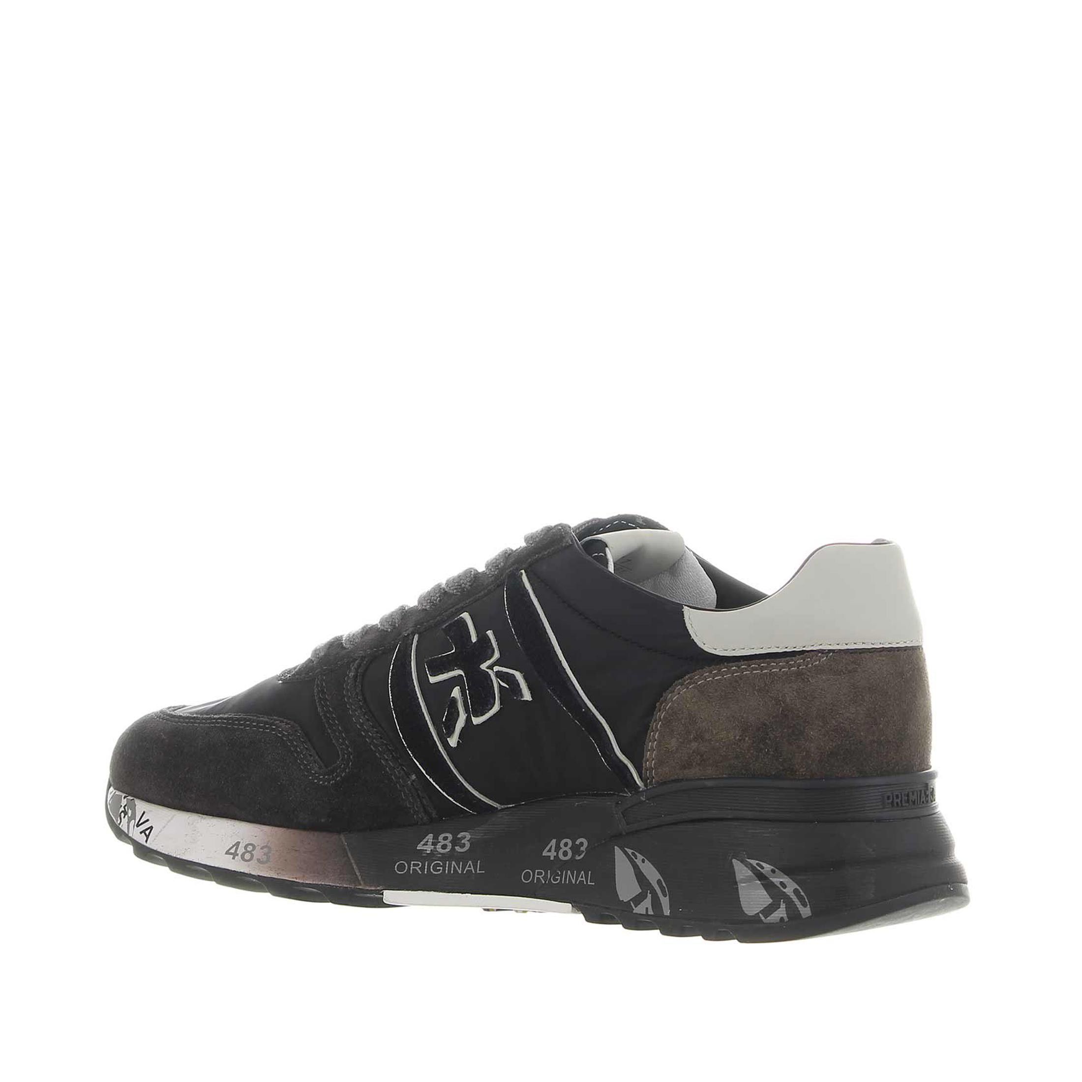 Premiata sneaker lander in camoscio e nylon délavé da uomo