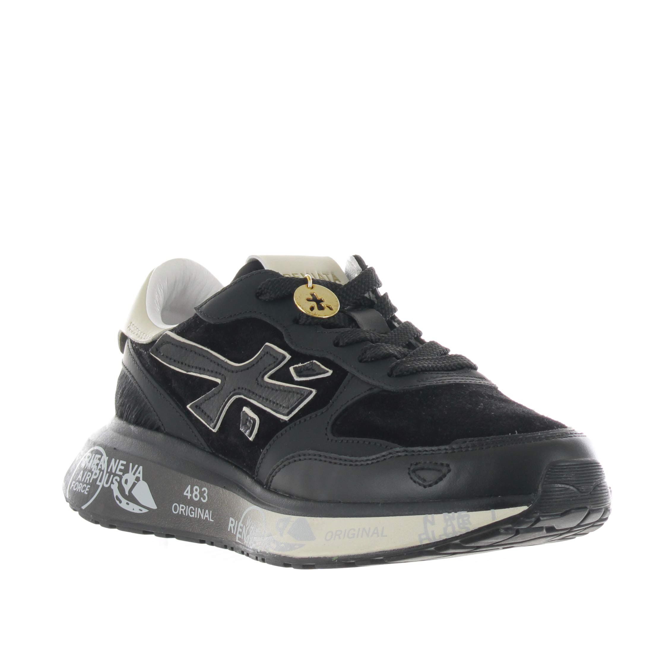 Premiata sneaker lauryn in pelle e camoscio da donna