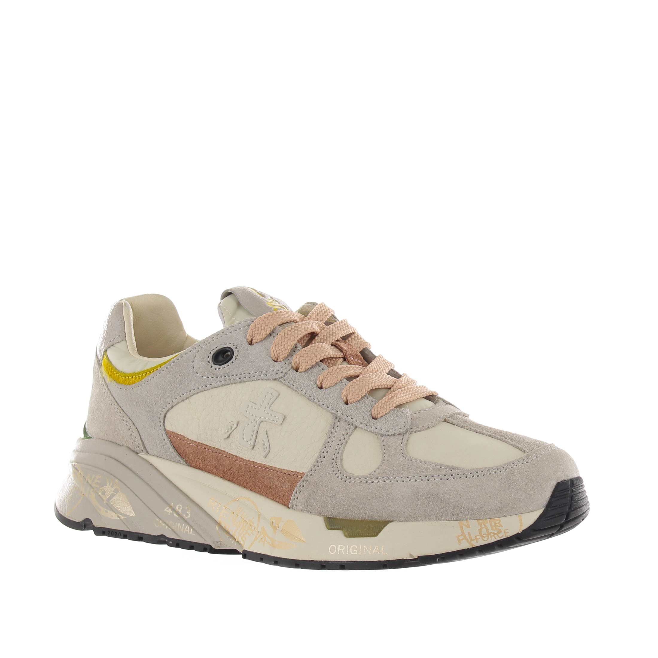 Premiata sneaker mased in camoscio e nylon da donna