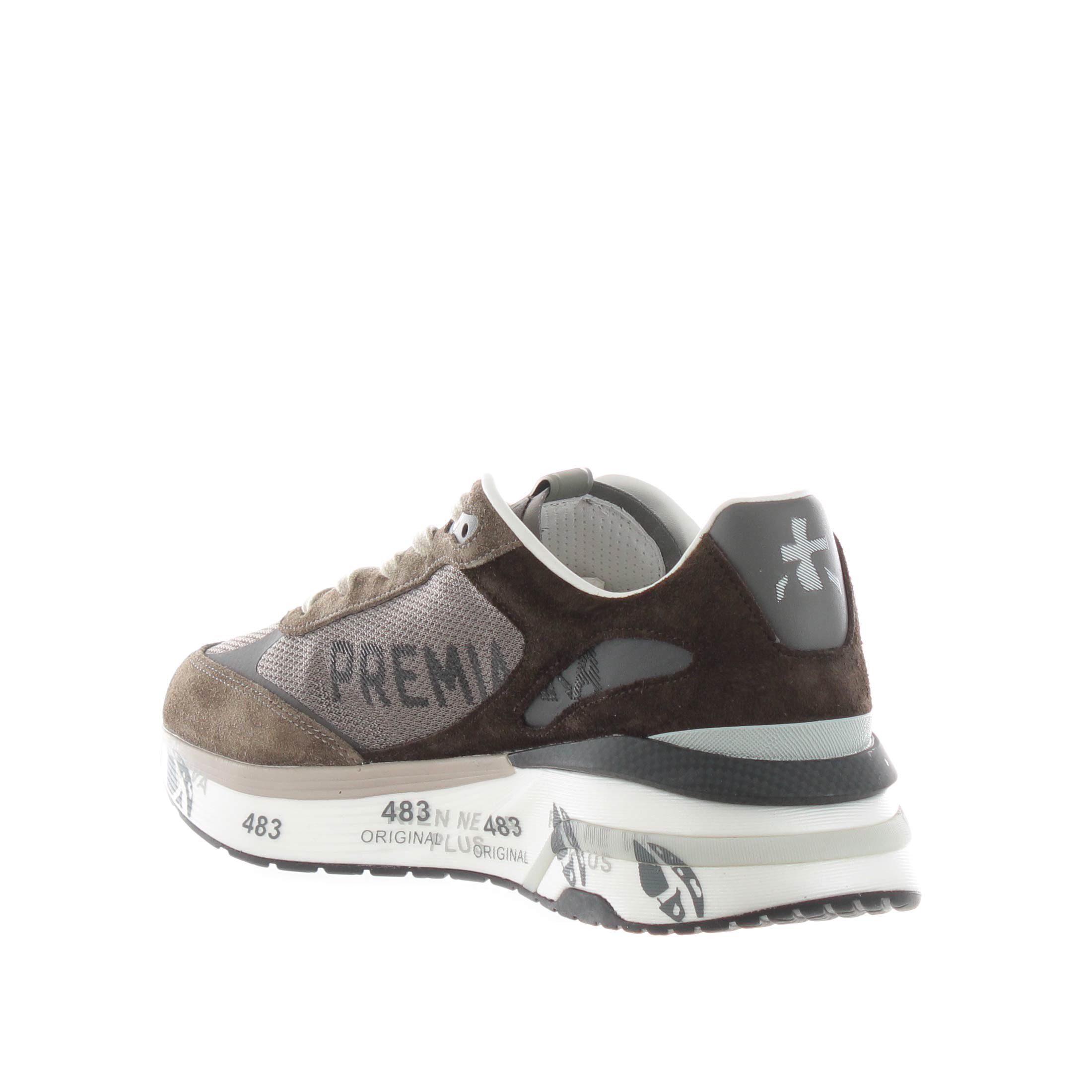 Premiata sneaker moerun in camoscio e mesh a rete da uomo