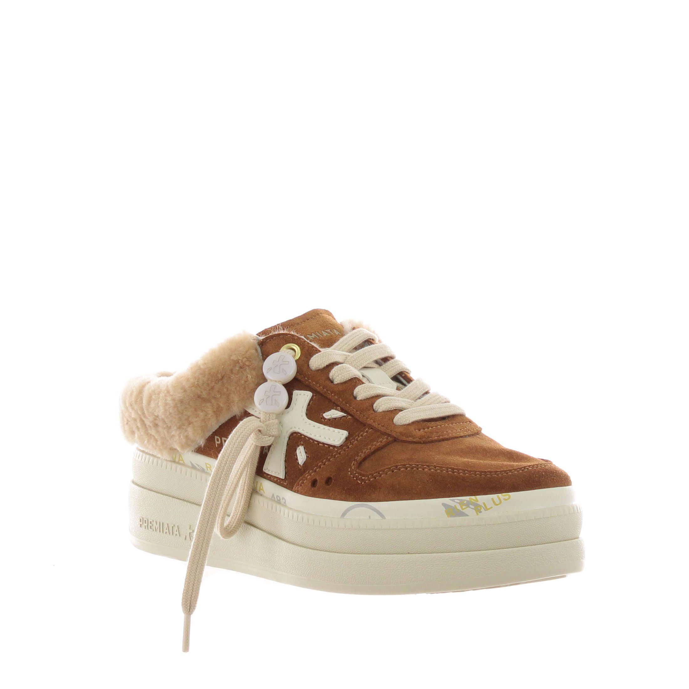 Premiata sneaker sabot in camoscio da donna