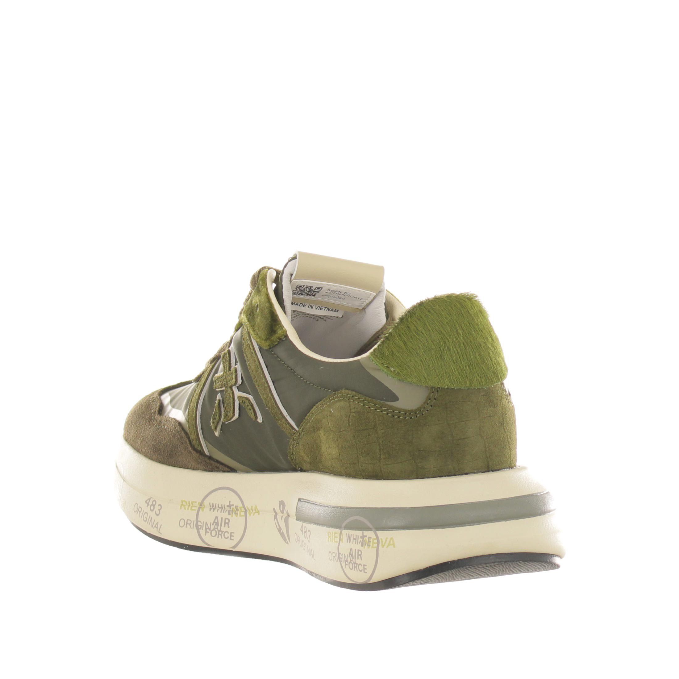 Premiata sneakers cassie in camoscio e nylon da donna