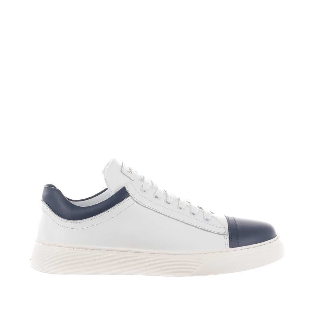 Roberto botticelli sneaker in pelle con punta e tallone a contrasto da uomo
