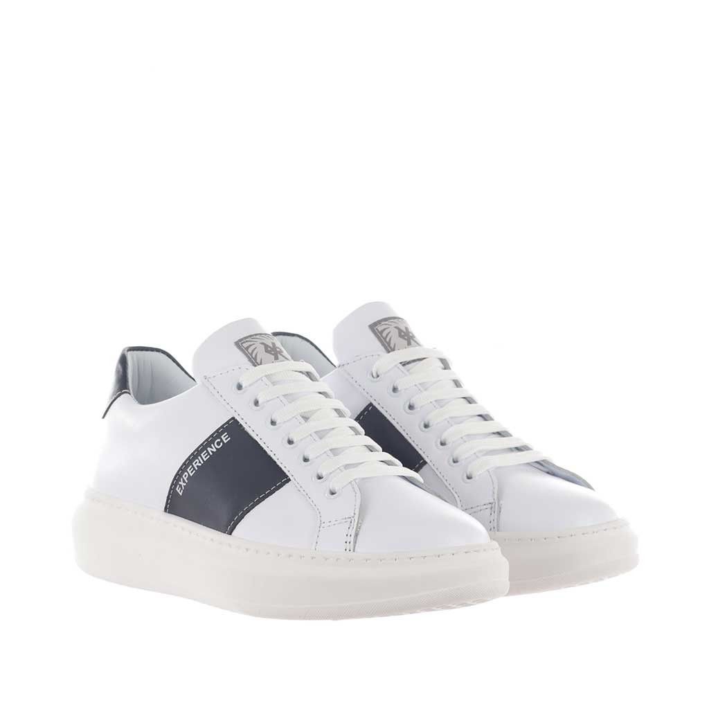 Roberto botticelli sneaker in pelle con tallone a contrasto da uomo
