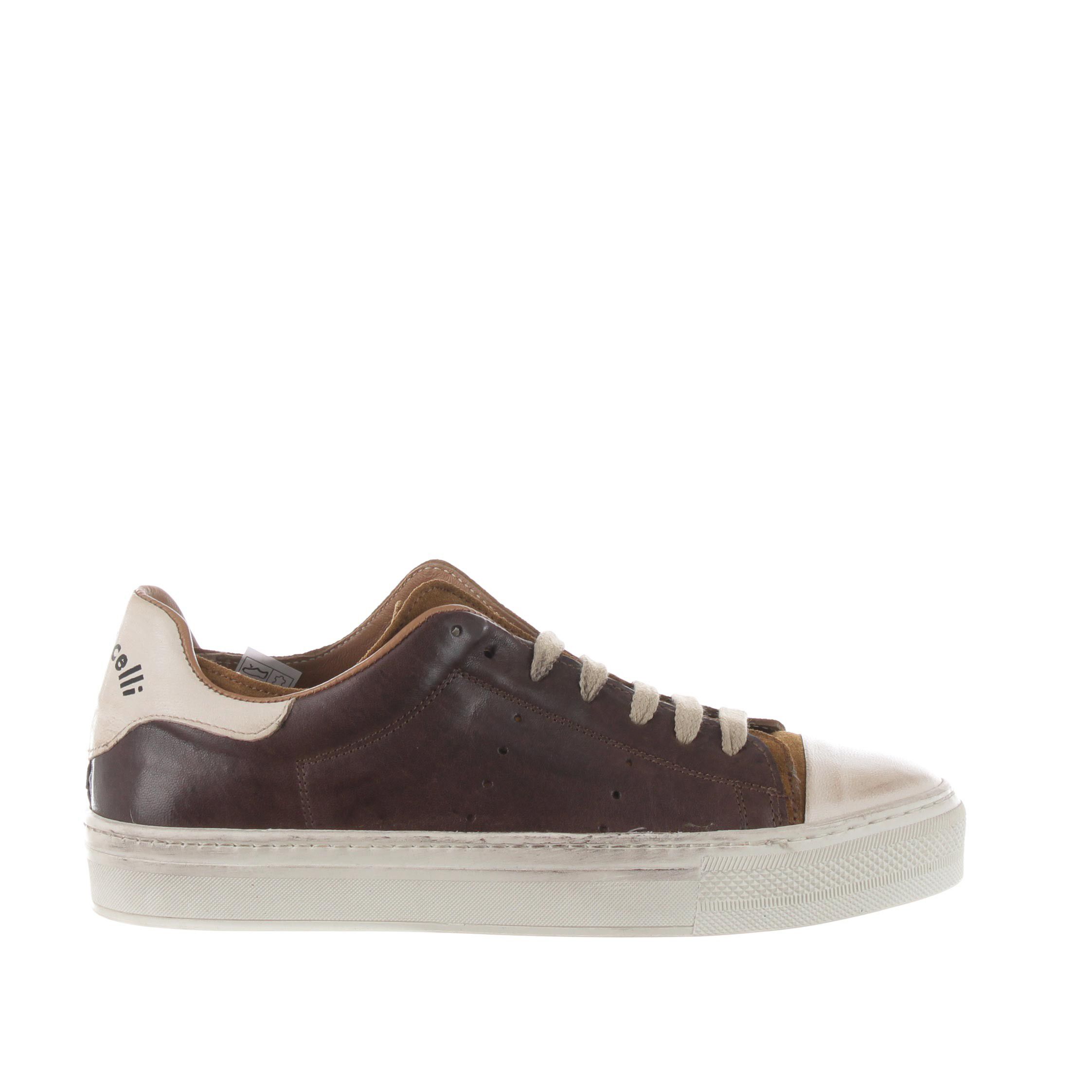 Roberto botticelli sneaker in pelle effetto vintage da uomo