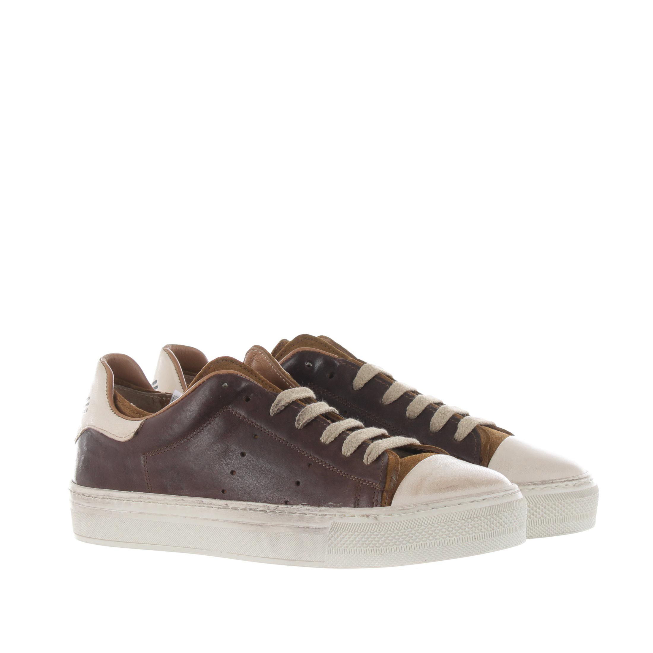 Roberto botticelli sneaker in pelle effetto vintage da uomo