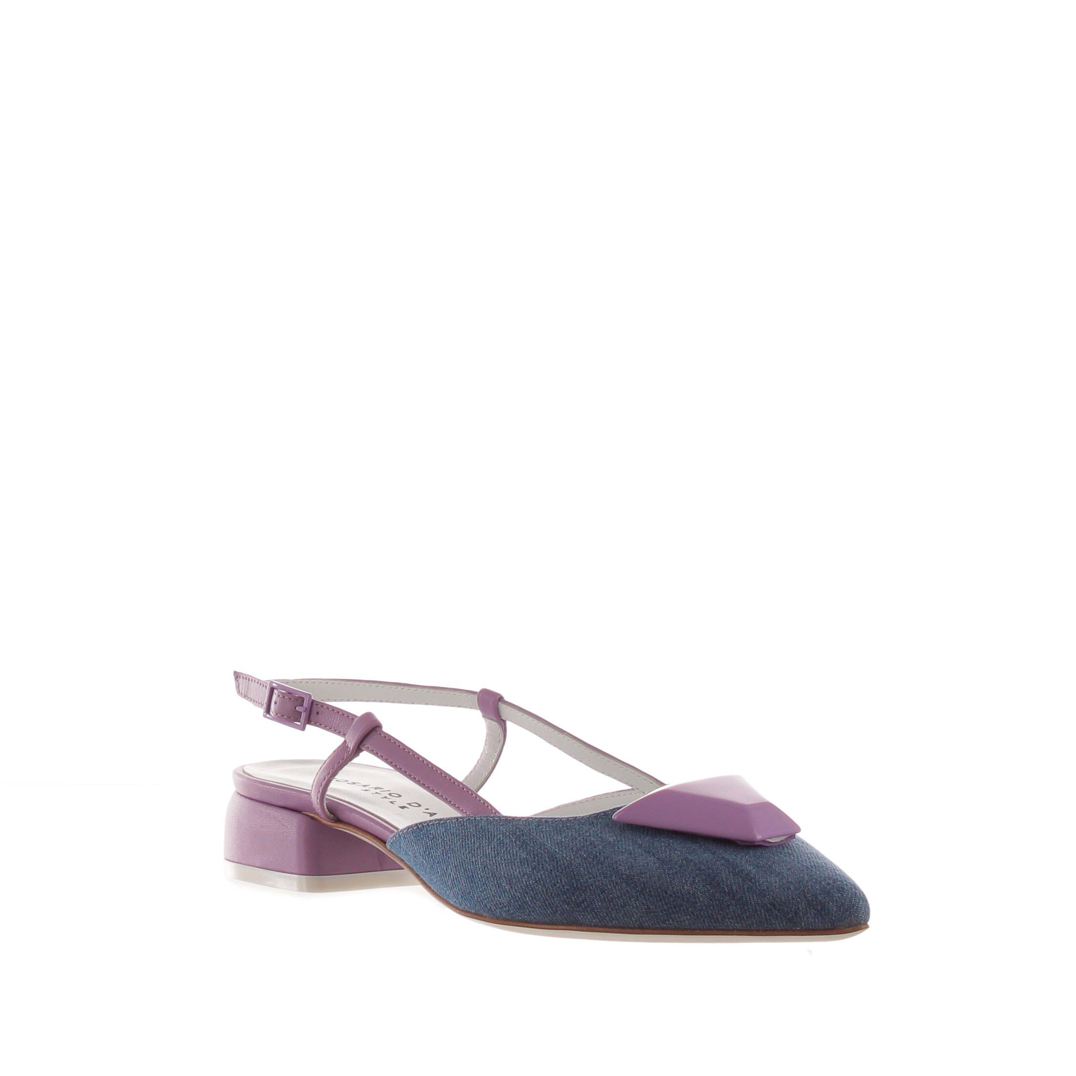 Rosario d'anna ballerina slingback in denim e nappa da donna