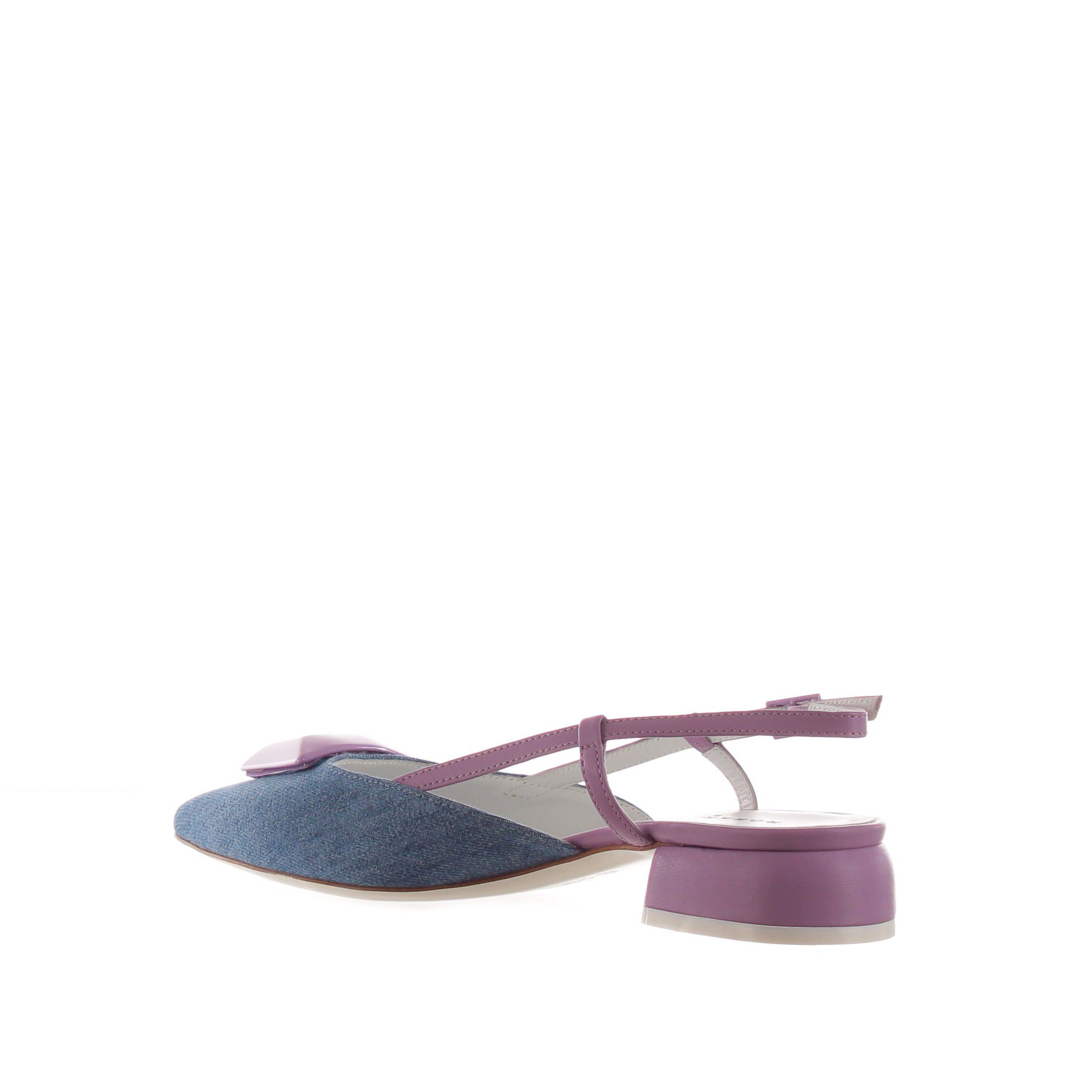 Rosario d'anna ballerina slingback in denim e nappa da donna
