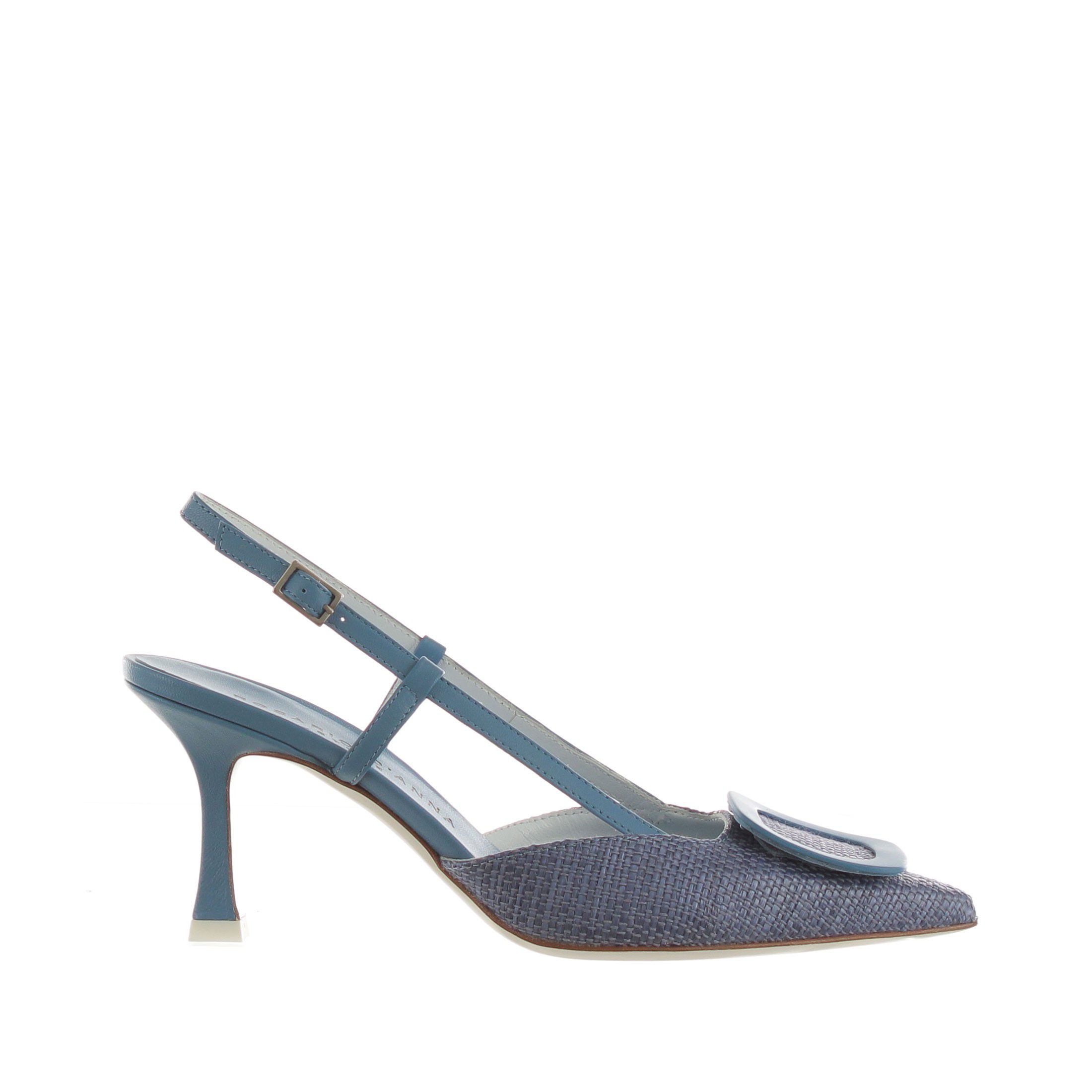 Rosario d'anna décolleté slingback in raffia con tacco midi da donna