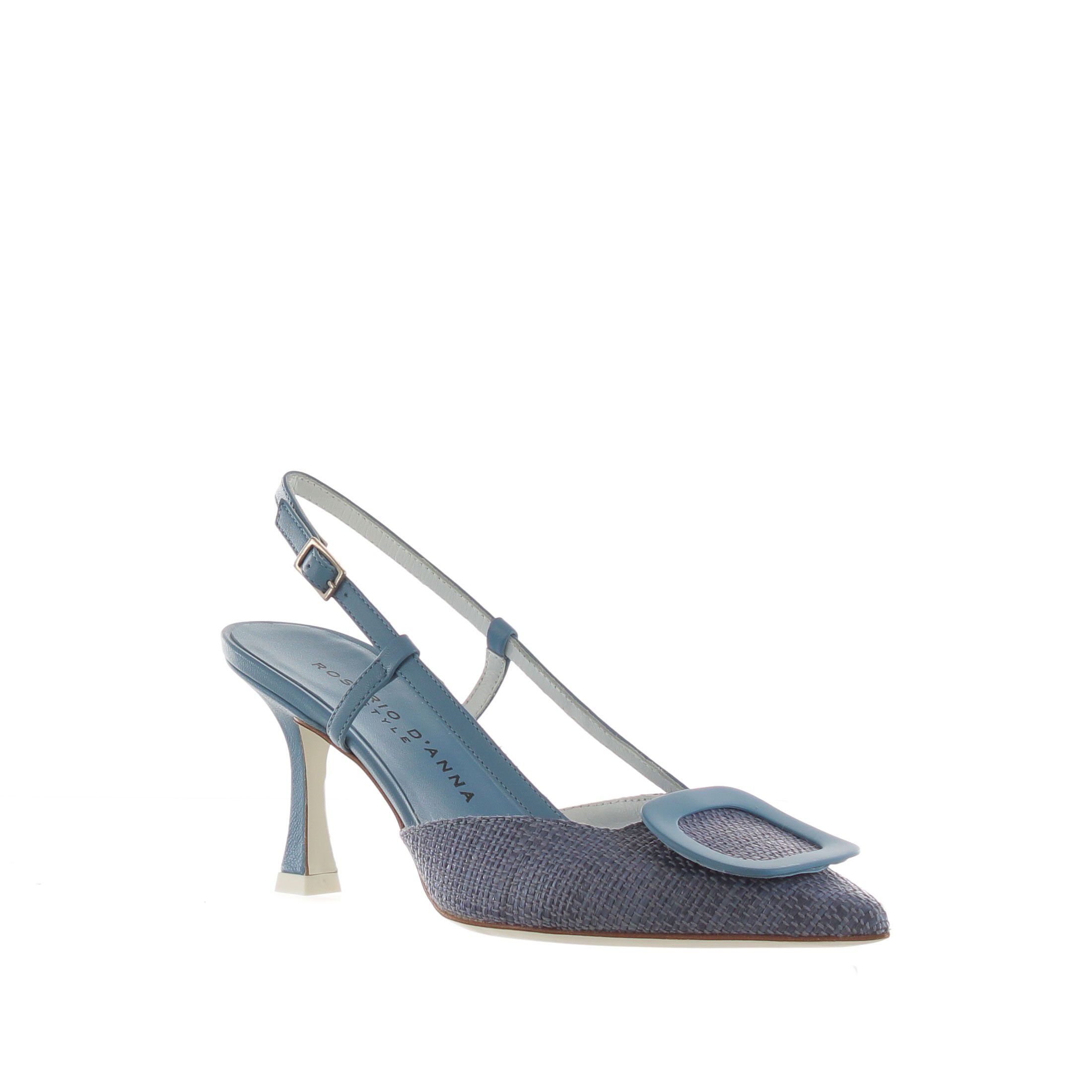 Rosario d'anna décolleté slingback in raffia con tacco midi da donna