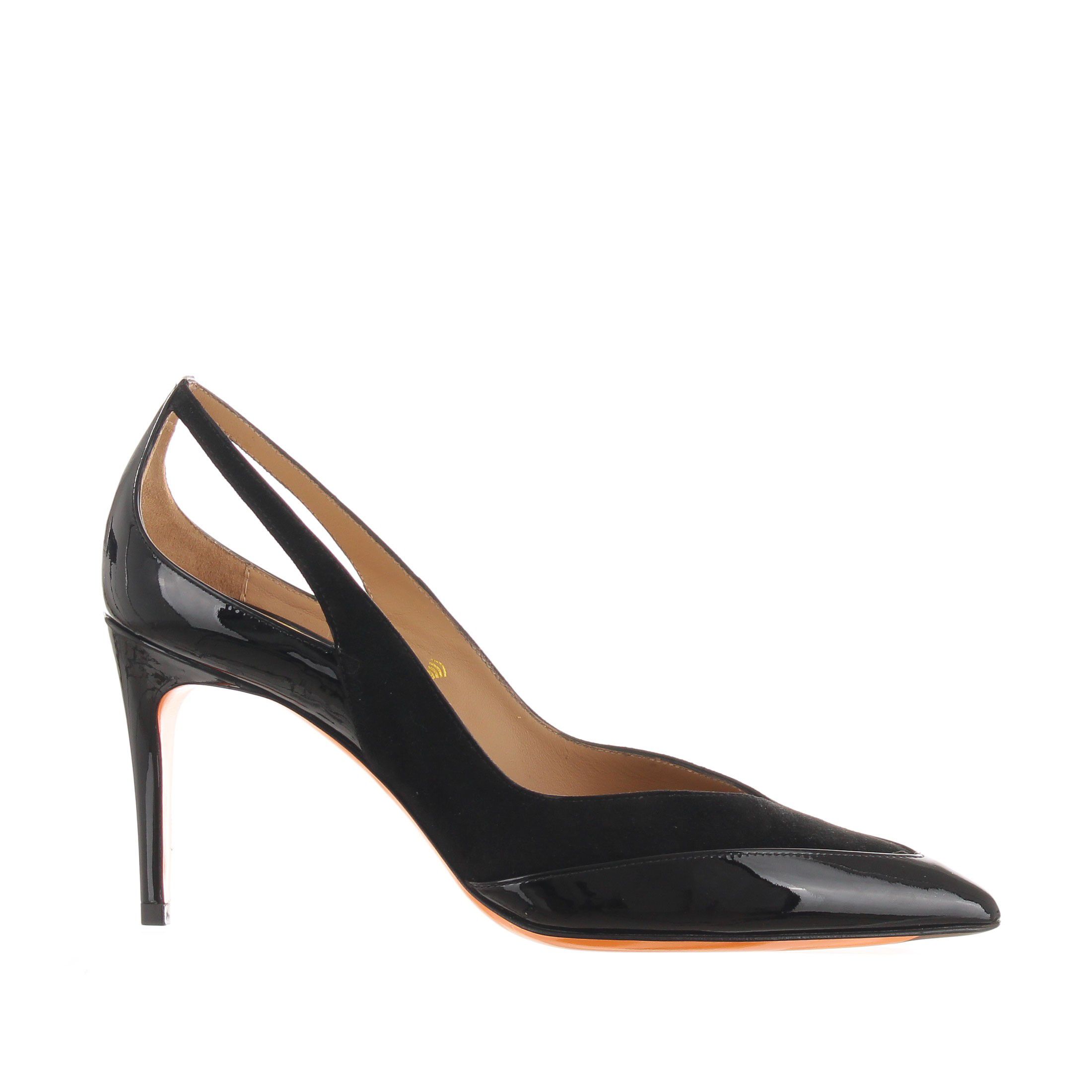 Santoni décolleté in vernice e camoscio da donna