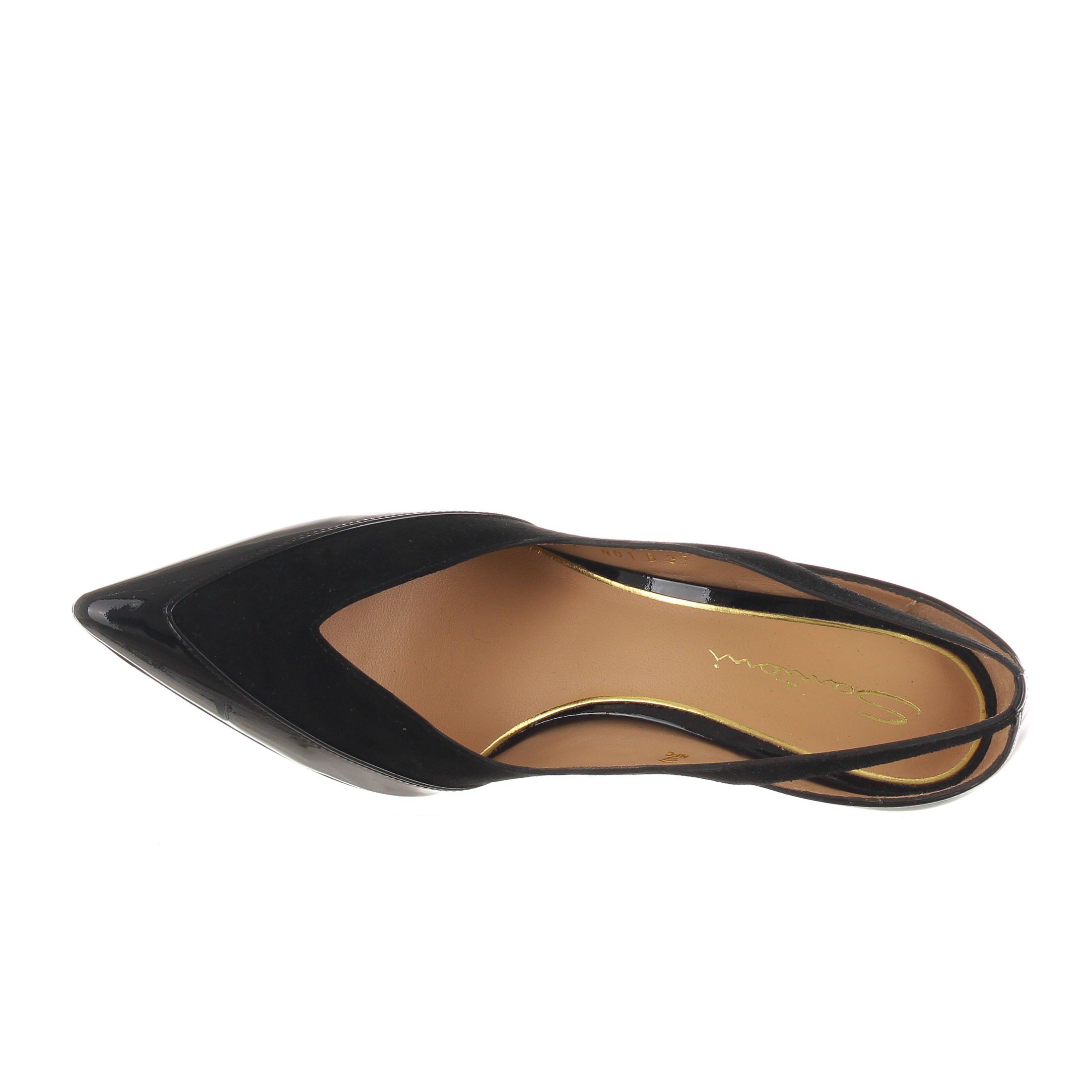 Santoni décolleté in vernice e camoscio da donna