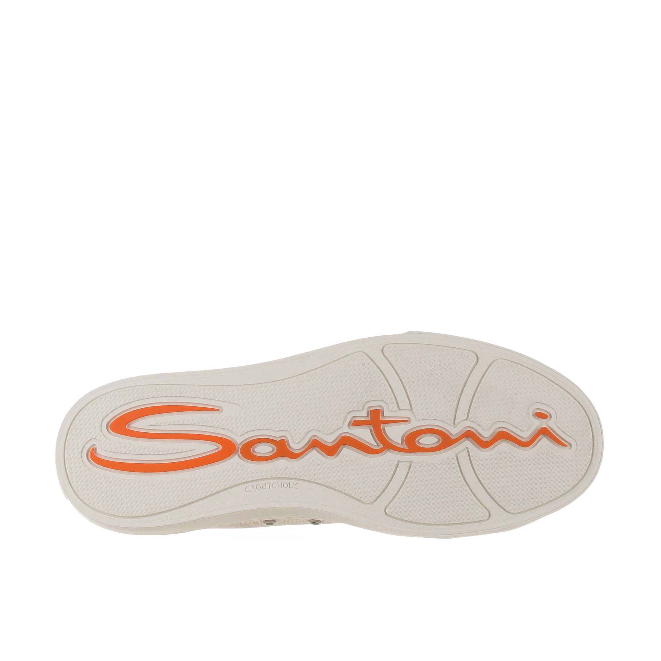 Santoni double buckle sneaker in canvas e pelle da uomo