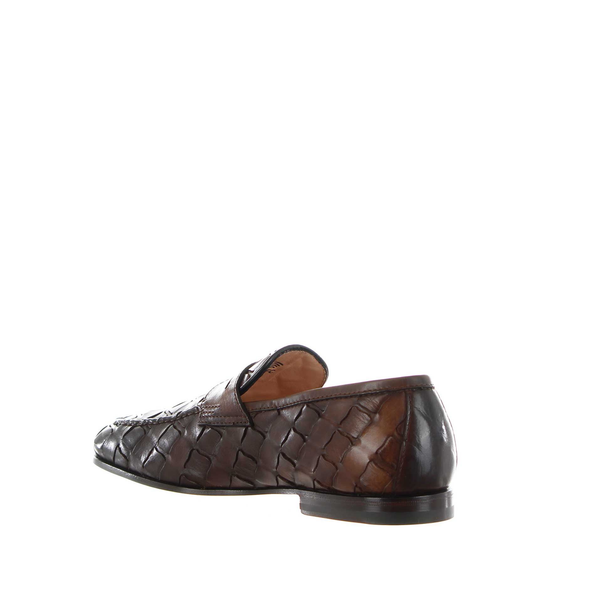 Santoni mocassino in pelle intrecciata da uomo